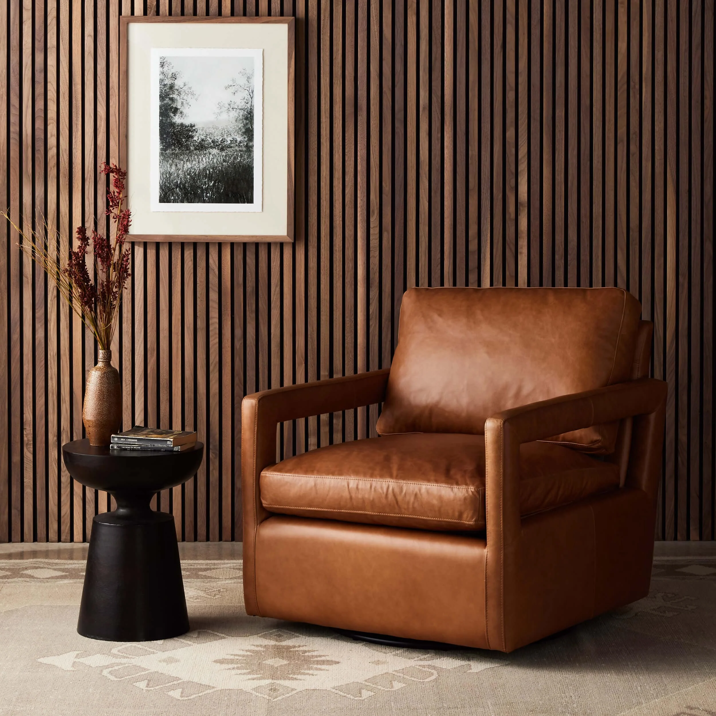 Olson Leather Swivel Chair, Sonoma Butterscotch by Four Hands - Image 6