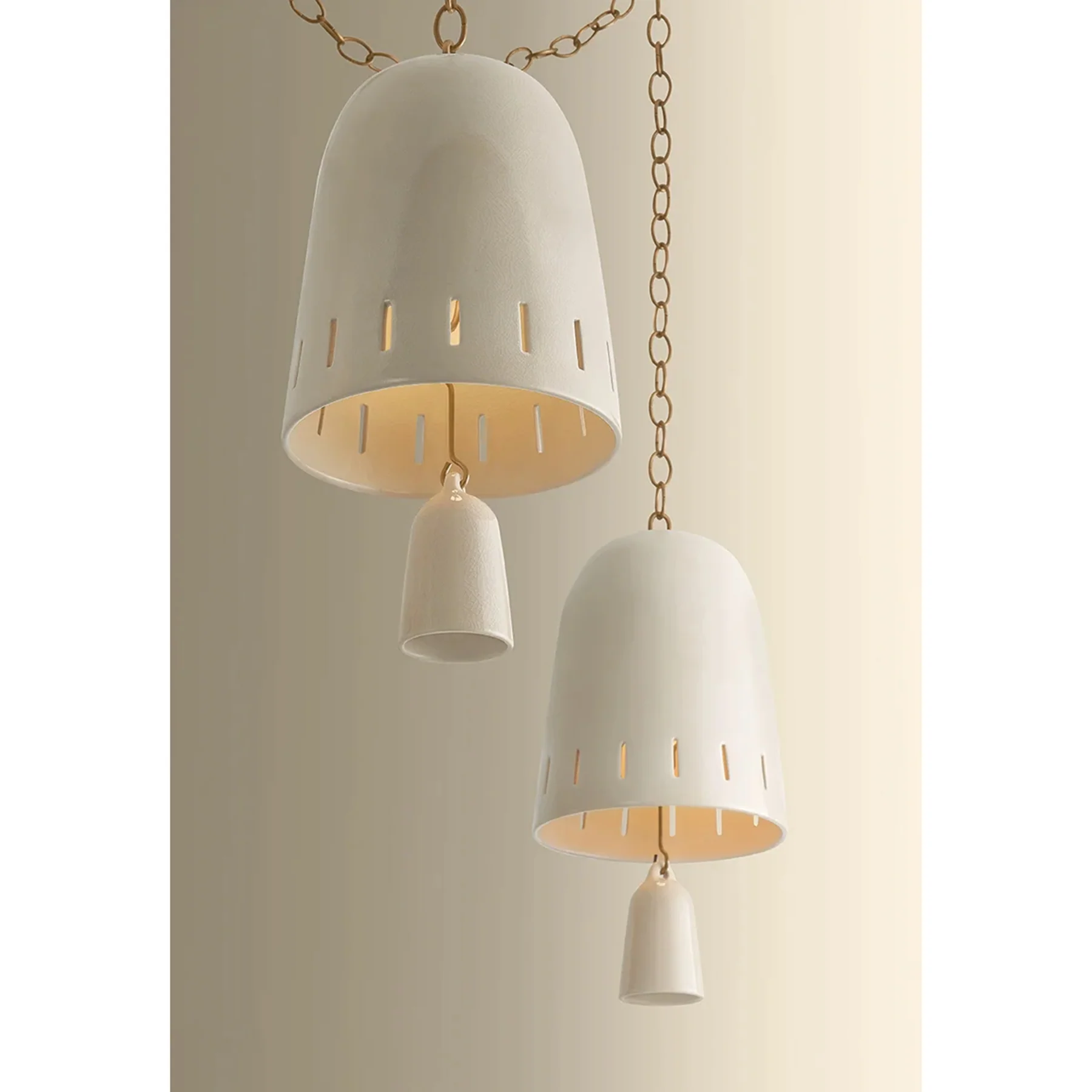 Omi 5 Light Chandelier, Patina Brass/Ceramic Ivory Crackle - Image 4