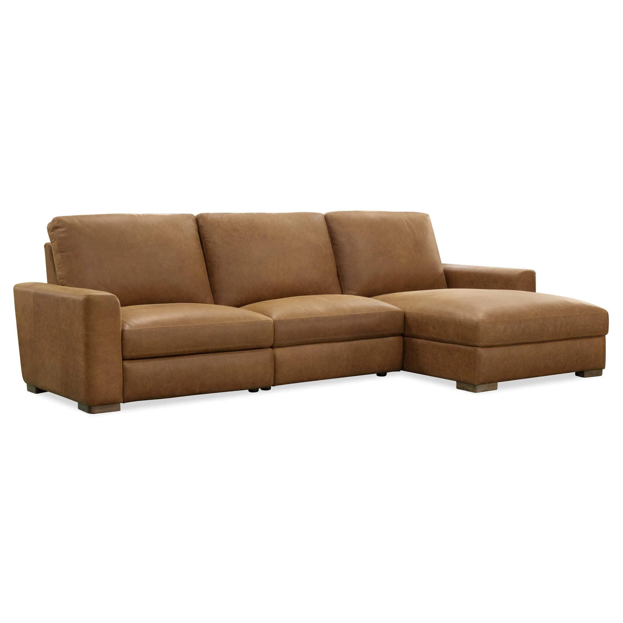 Optimus Three-Seat Leather Sectional, Kingston Cognac - Image 2