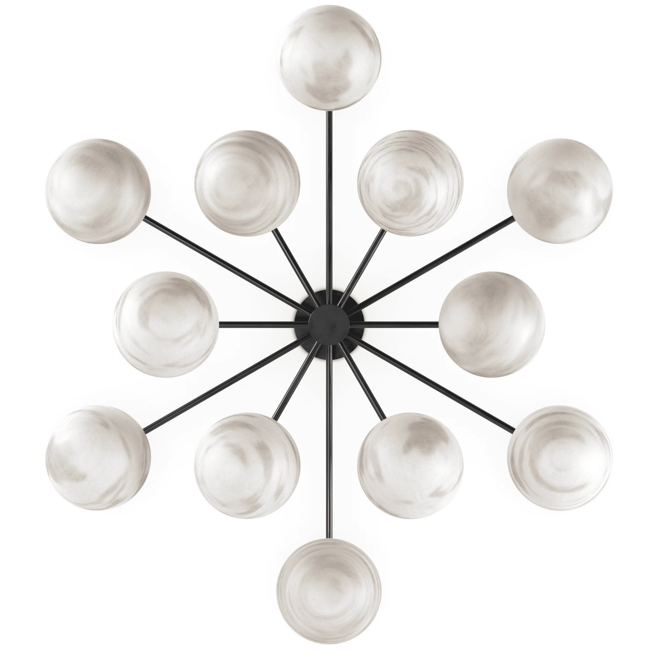 Orion Round Chandelier, Black Gunmetal/Marble Glass by Four Hands