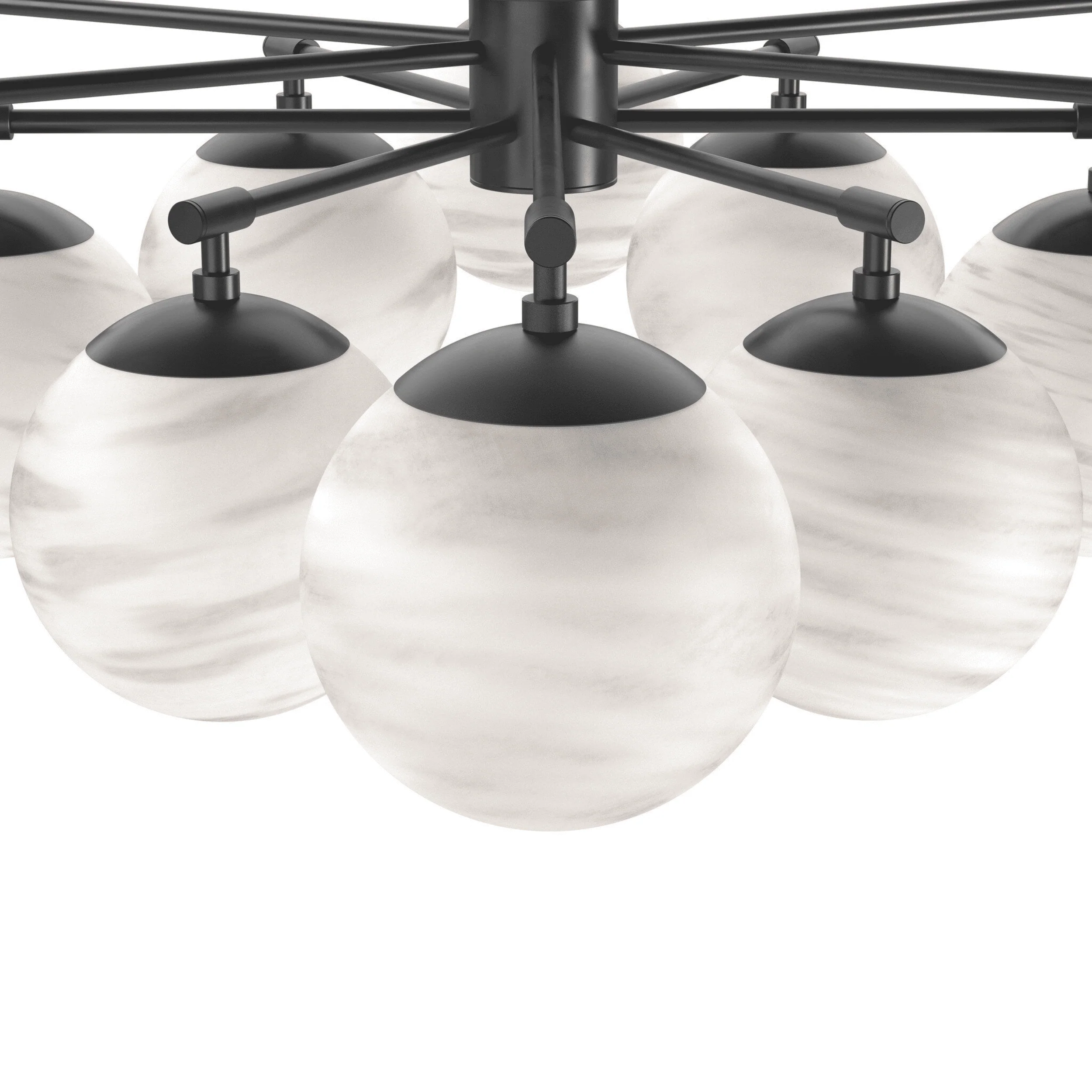 Orion Round Chandelier, Black Gunmetal/Marble Glass by Four Hands - Image 3