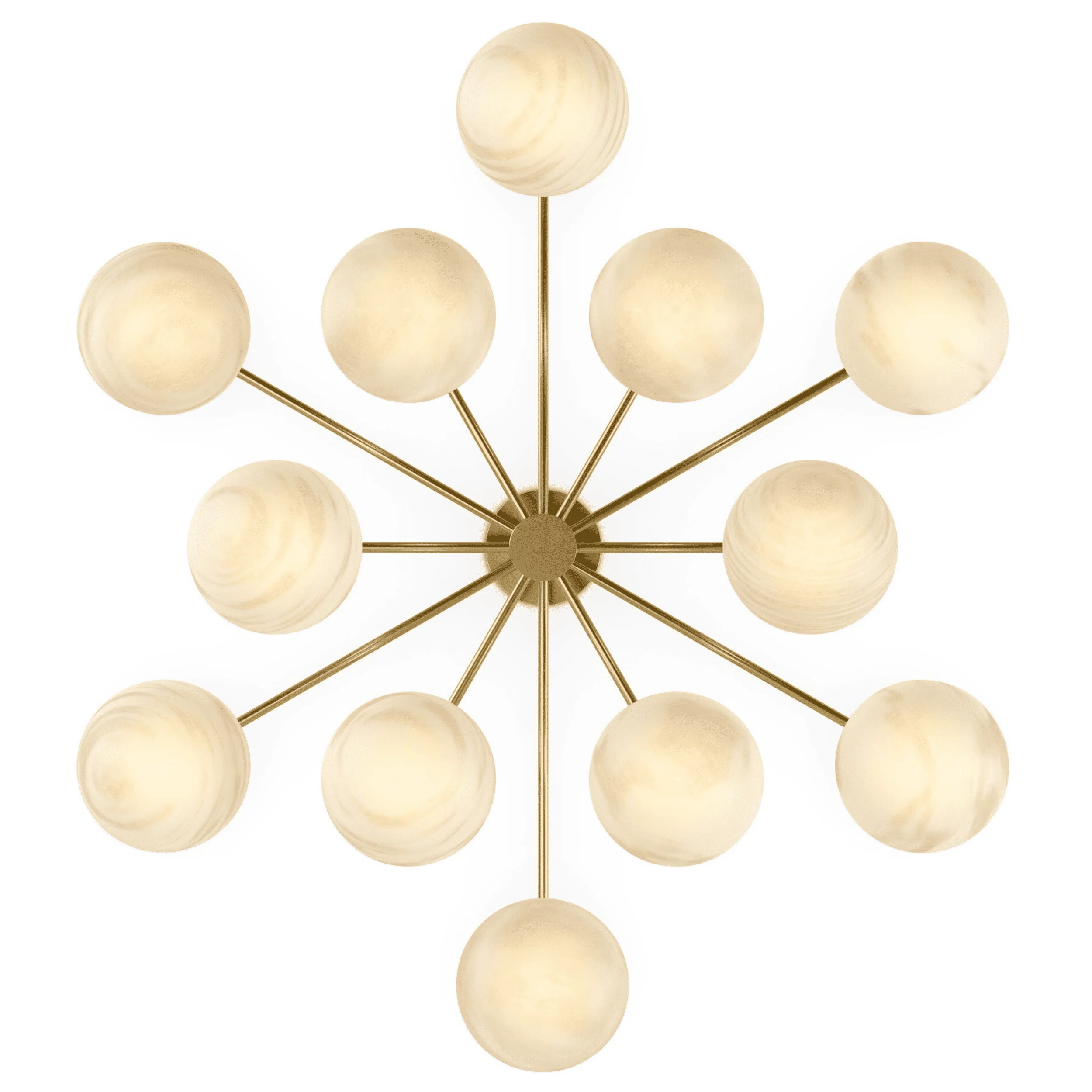 Orion Round Chandelier, Burnished Brass/Marble Glass by Four Hands - Image 3