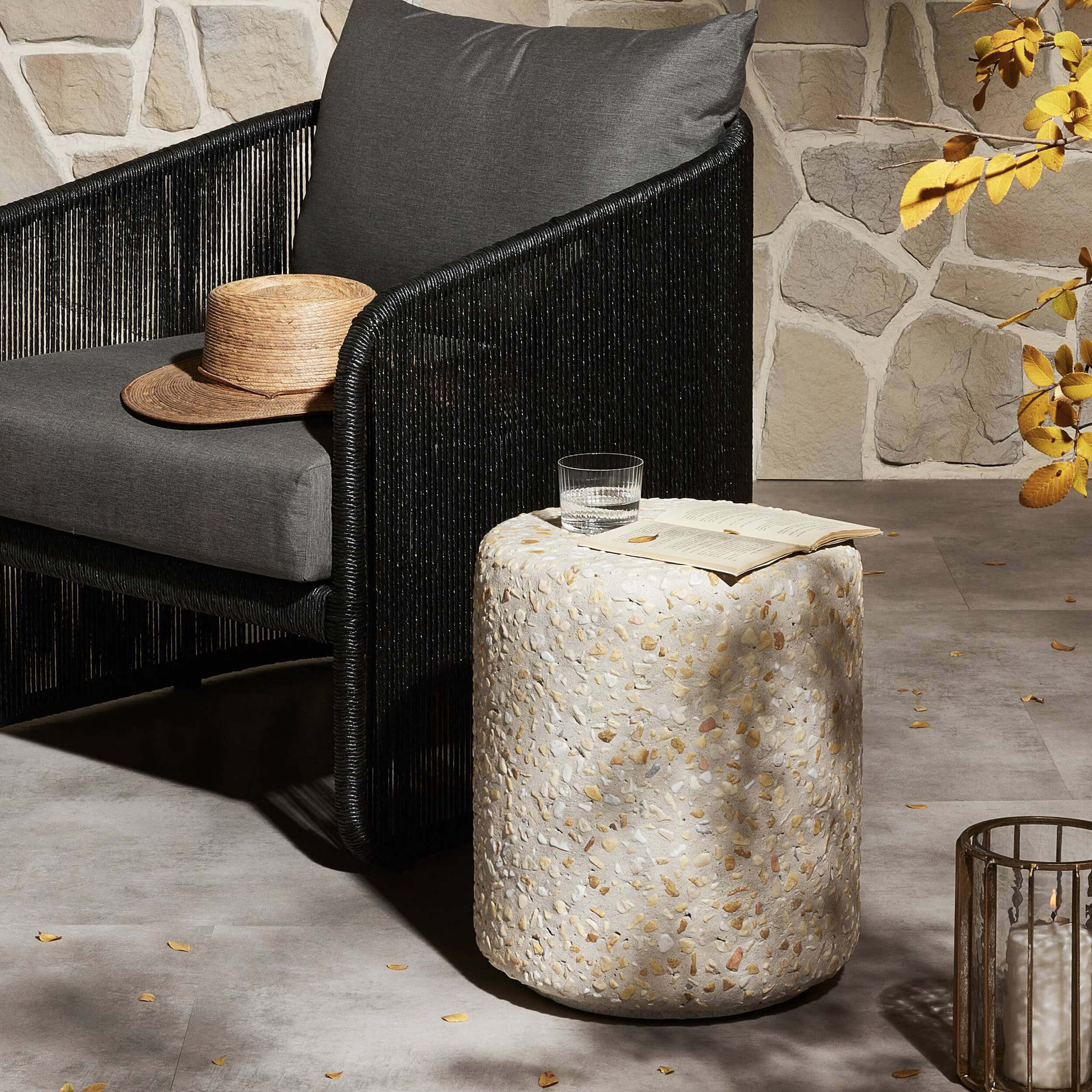 Orlan Outdoor End Table, Pure Terrazzo by Four Hands - Image 3