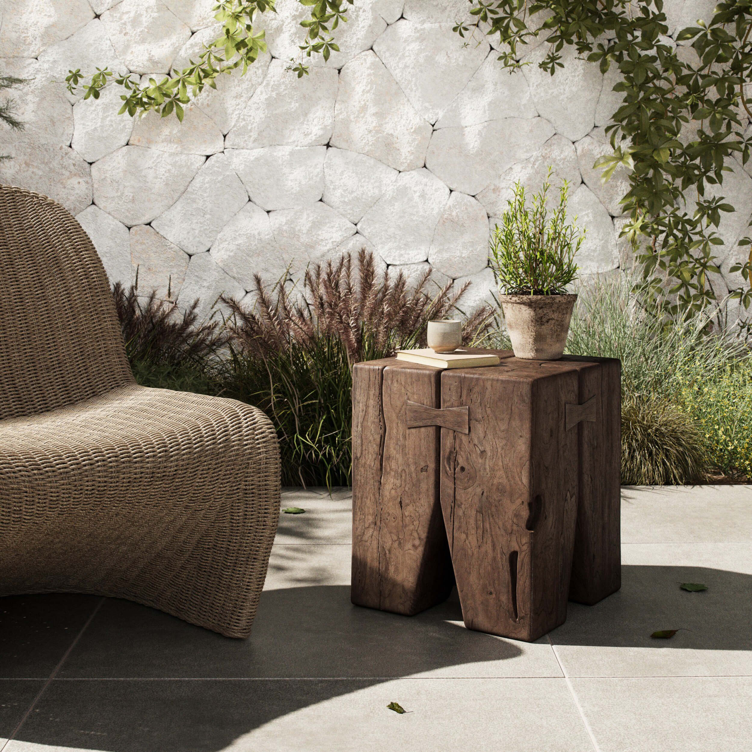 Oshan Outdoor End Table, Toasted Brown by Four Hands - Image 6