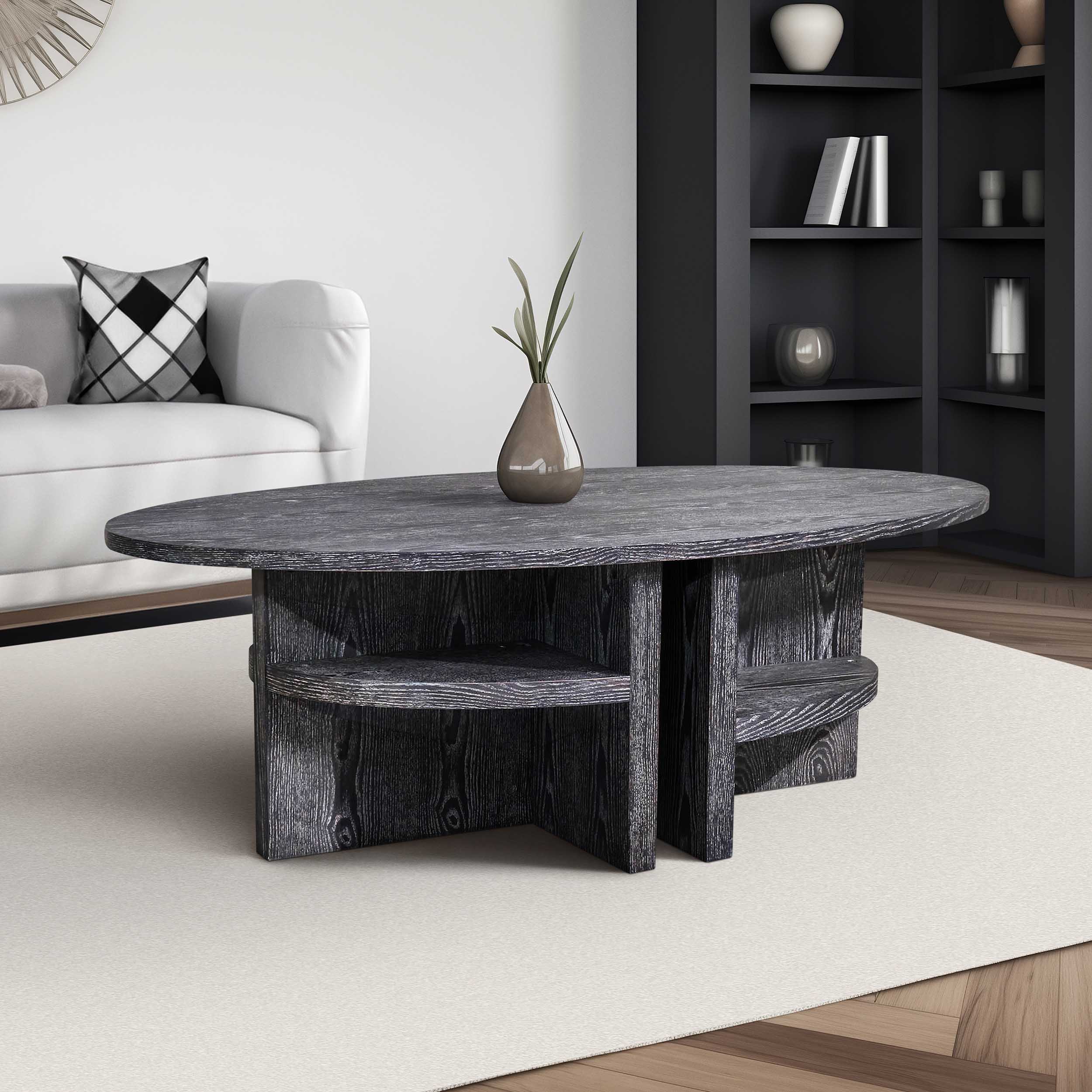 Oval Coffee Table, Gray - Image 4