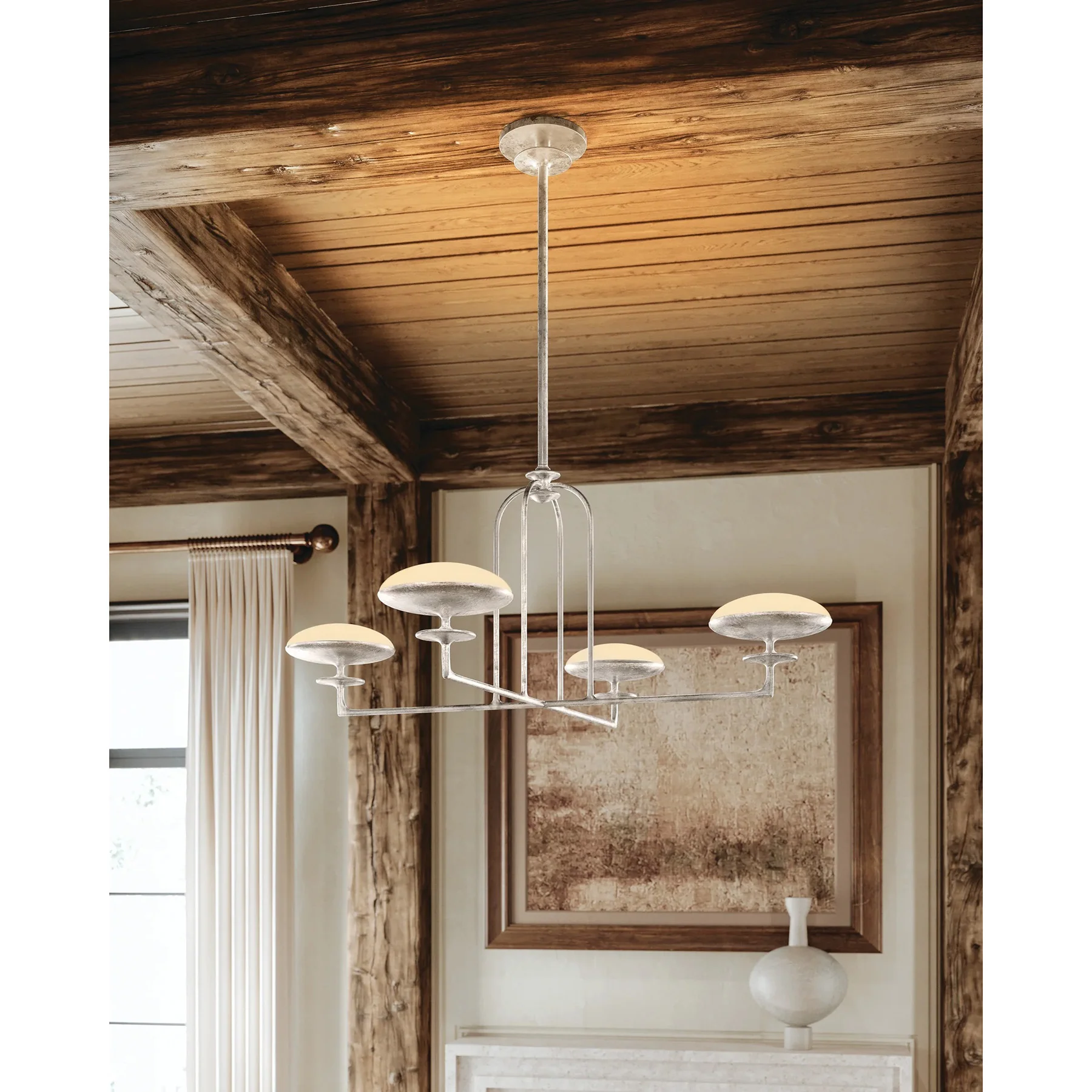 Pacific 4 Light Chandelier, Warm Silver Leaf - Image 4