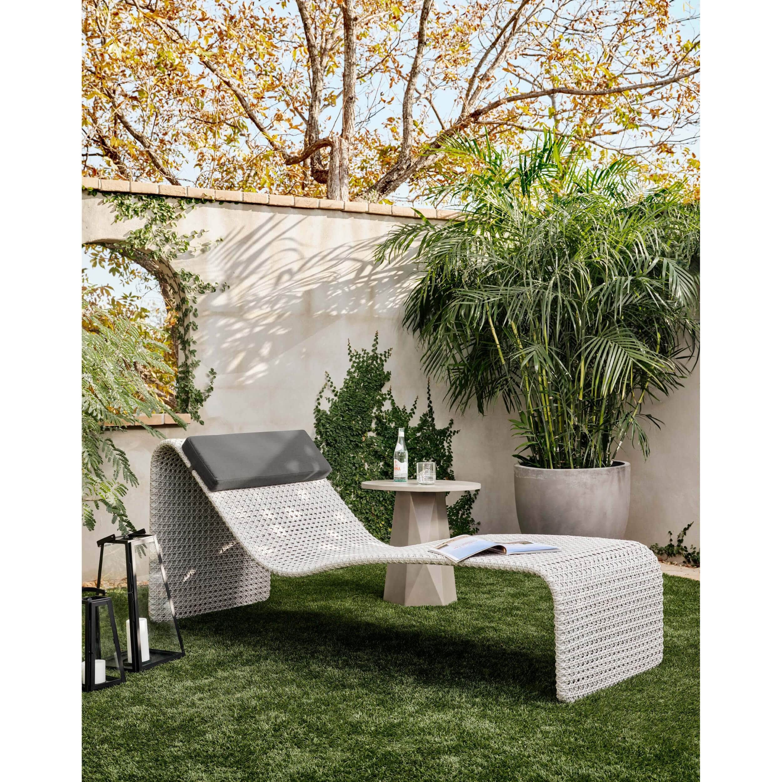Paige Outdoor Woven Chaise, Brushed Grey by Four Hands - Image 9