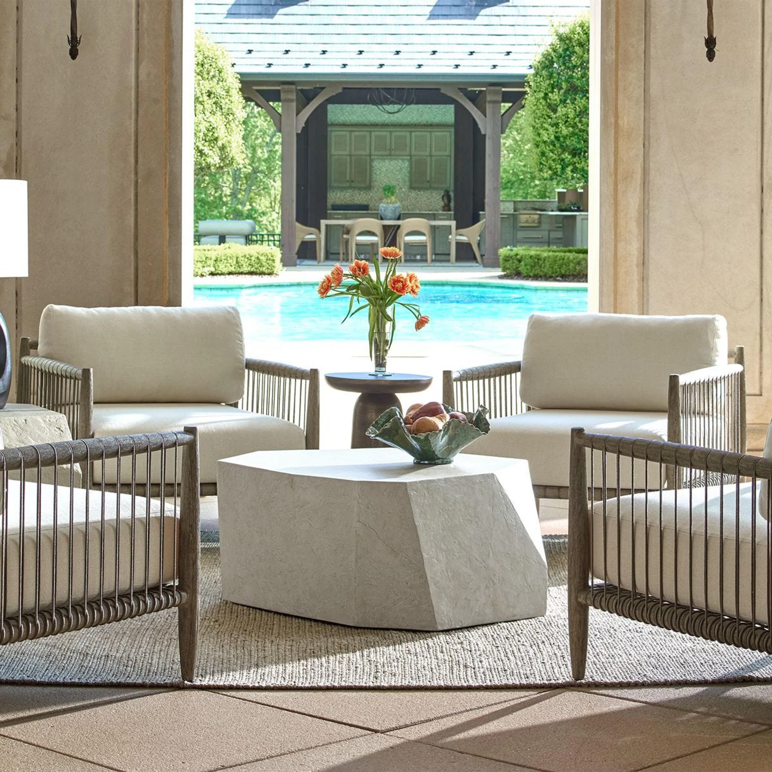 Parra Indoor-Outdoor Coffee Table, Limestone - Image 7
