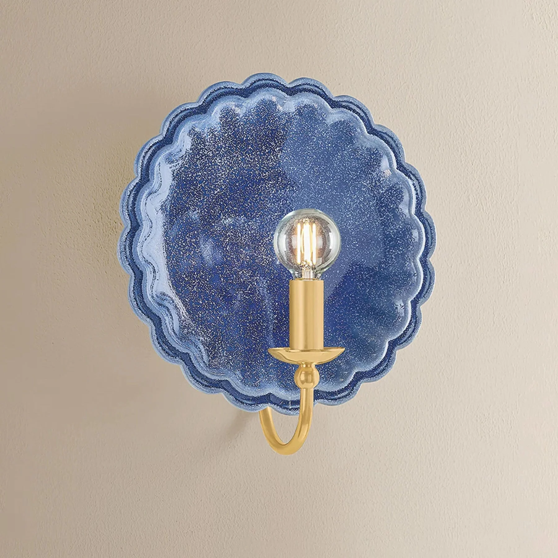 Paulette Wall Sconce, Aged Brass/Ceramic Indigo Wash - Image 3