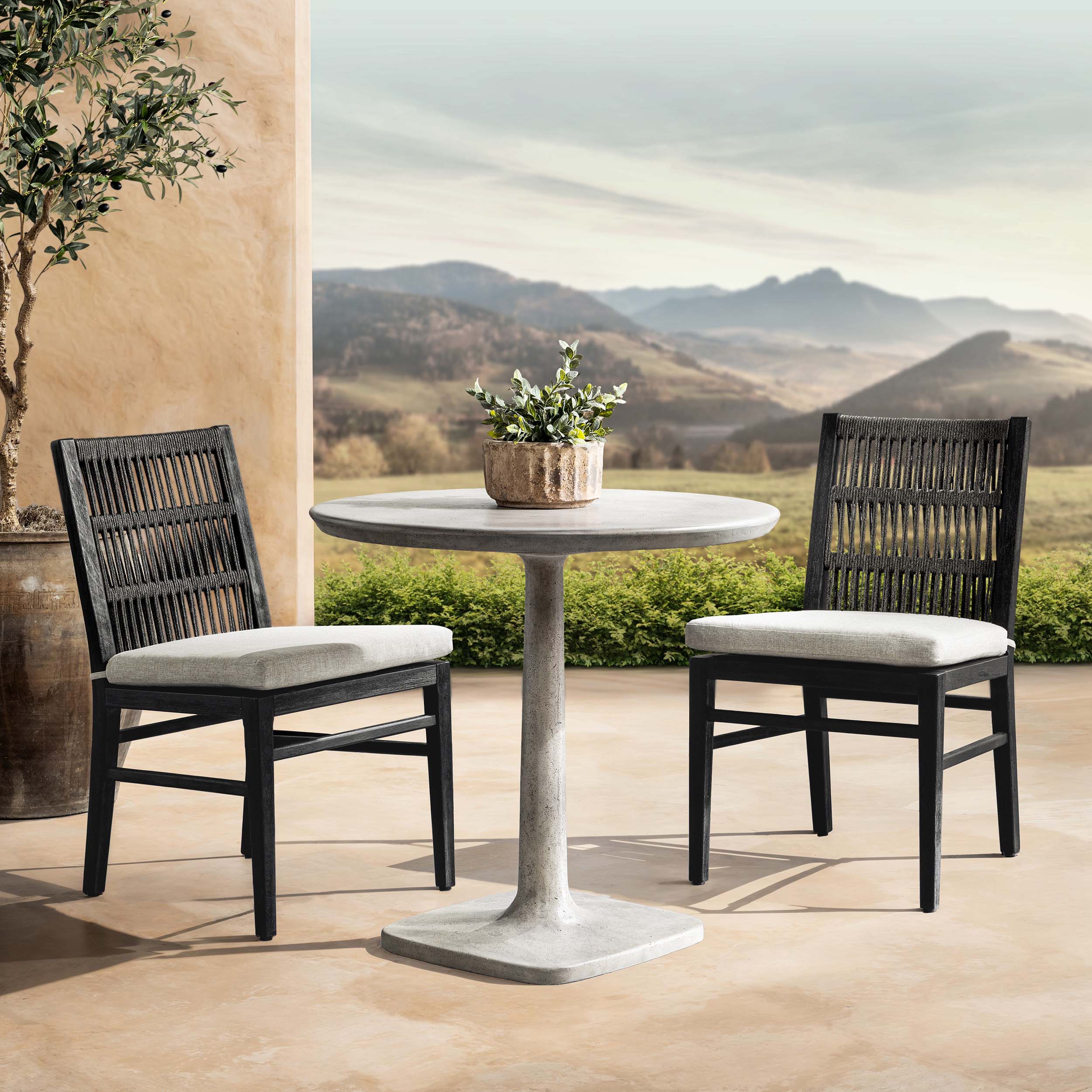 Paulina 31" Outdoor Bistro Table, Light Gray - Image 4