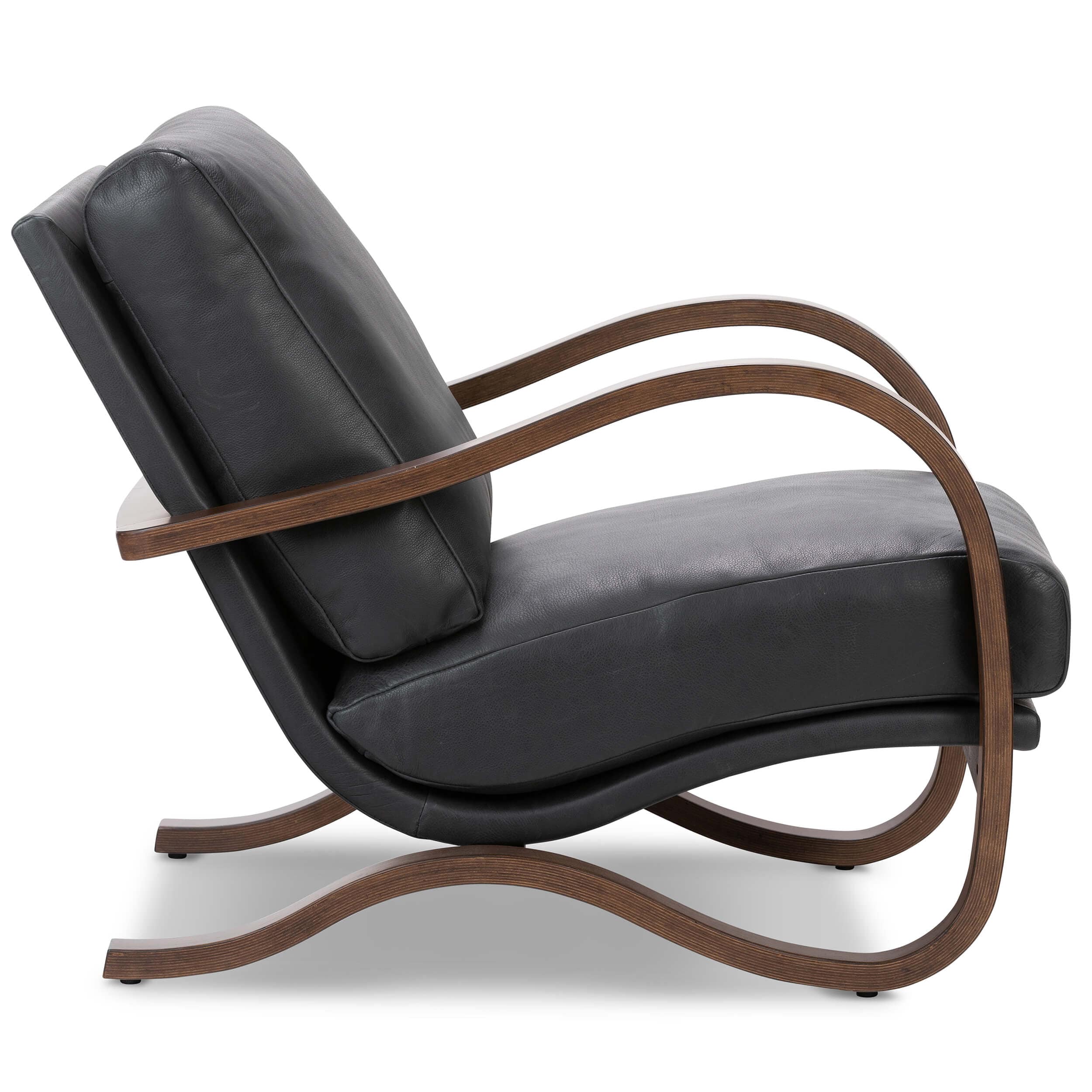 Paxon Leather Chair, Brickhouse Black by Four Hands - Image 2