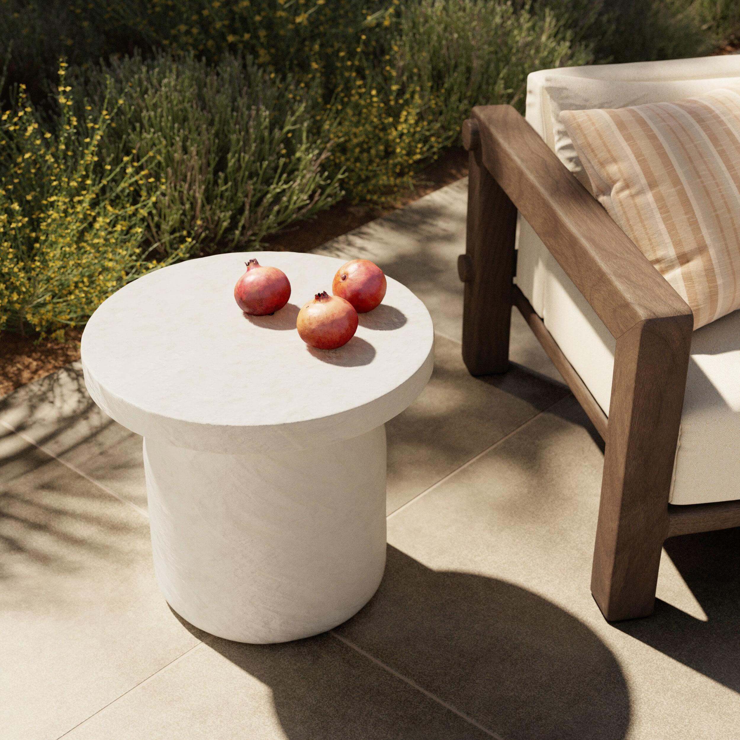 Paz Outdoor End Table, Plaster Molded by Amber Lewis x Four Hands - Image 5