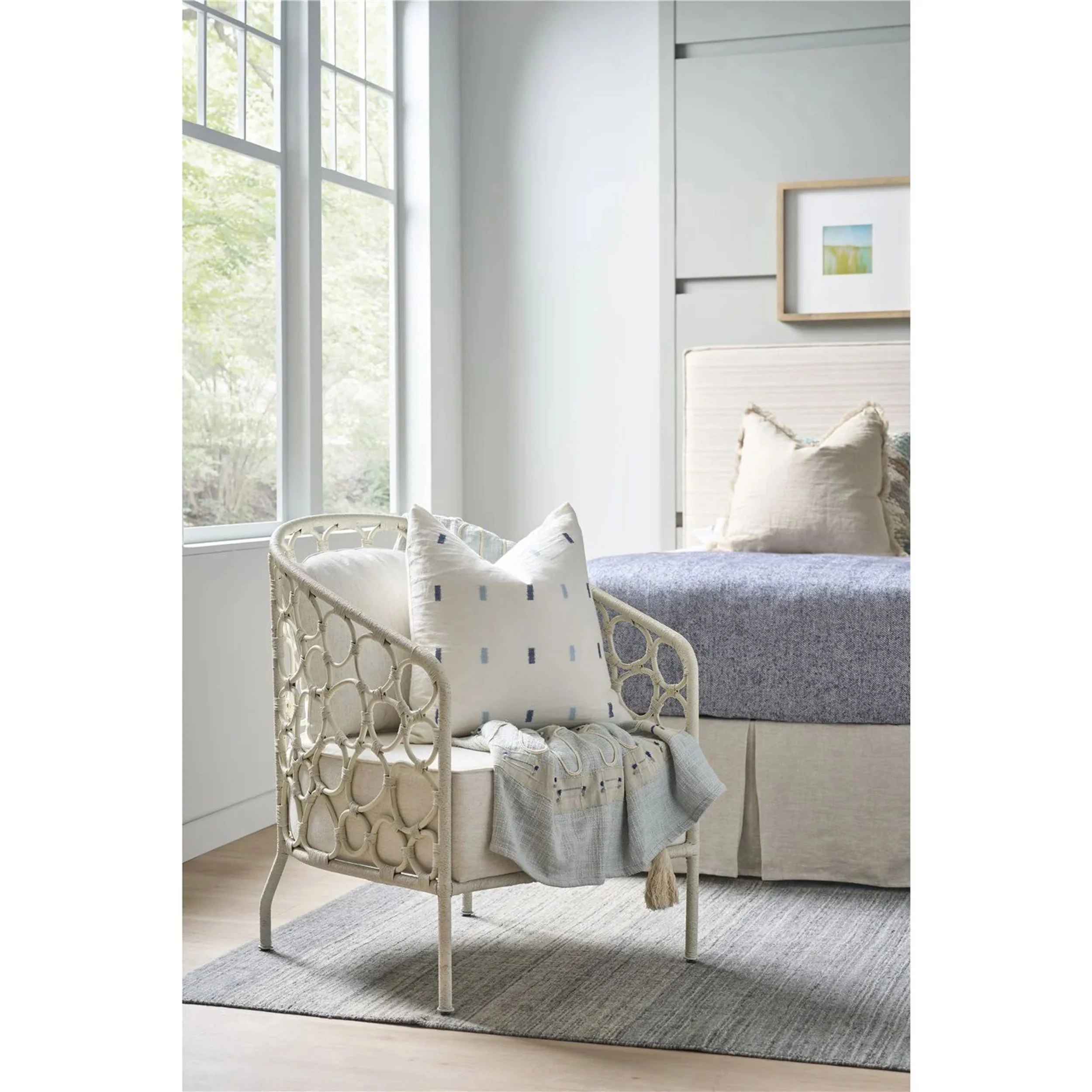 Pebble Accent Chair, White Rattan - Image 3