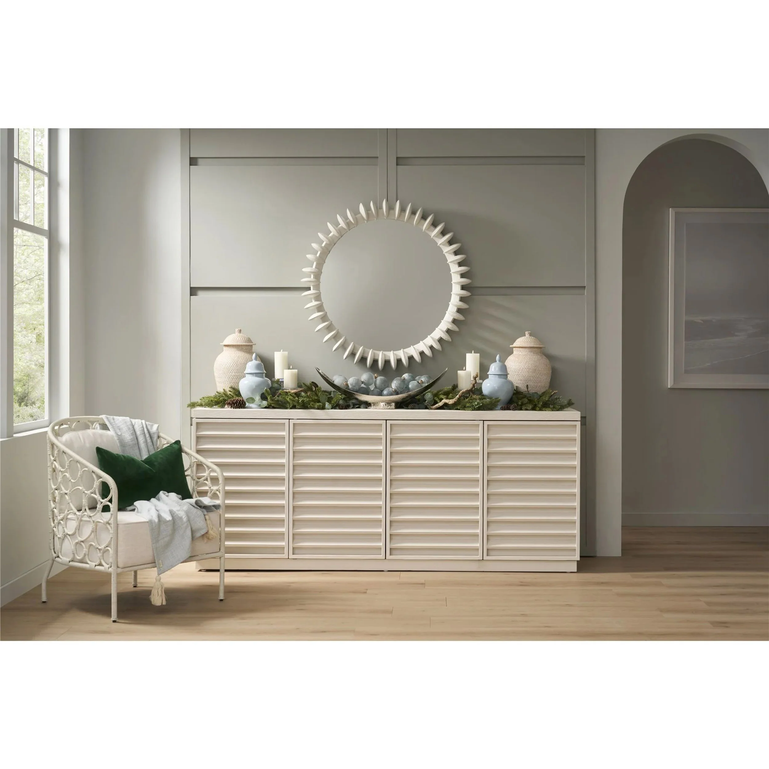 Pebble Accent Chair, White Rattan - Image 4