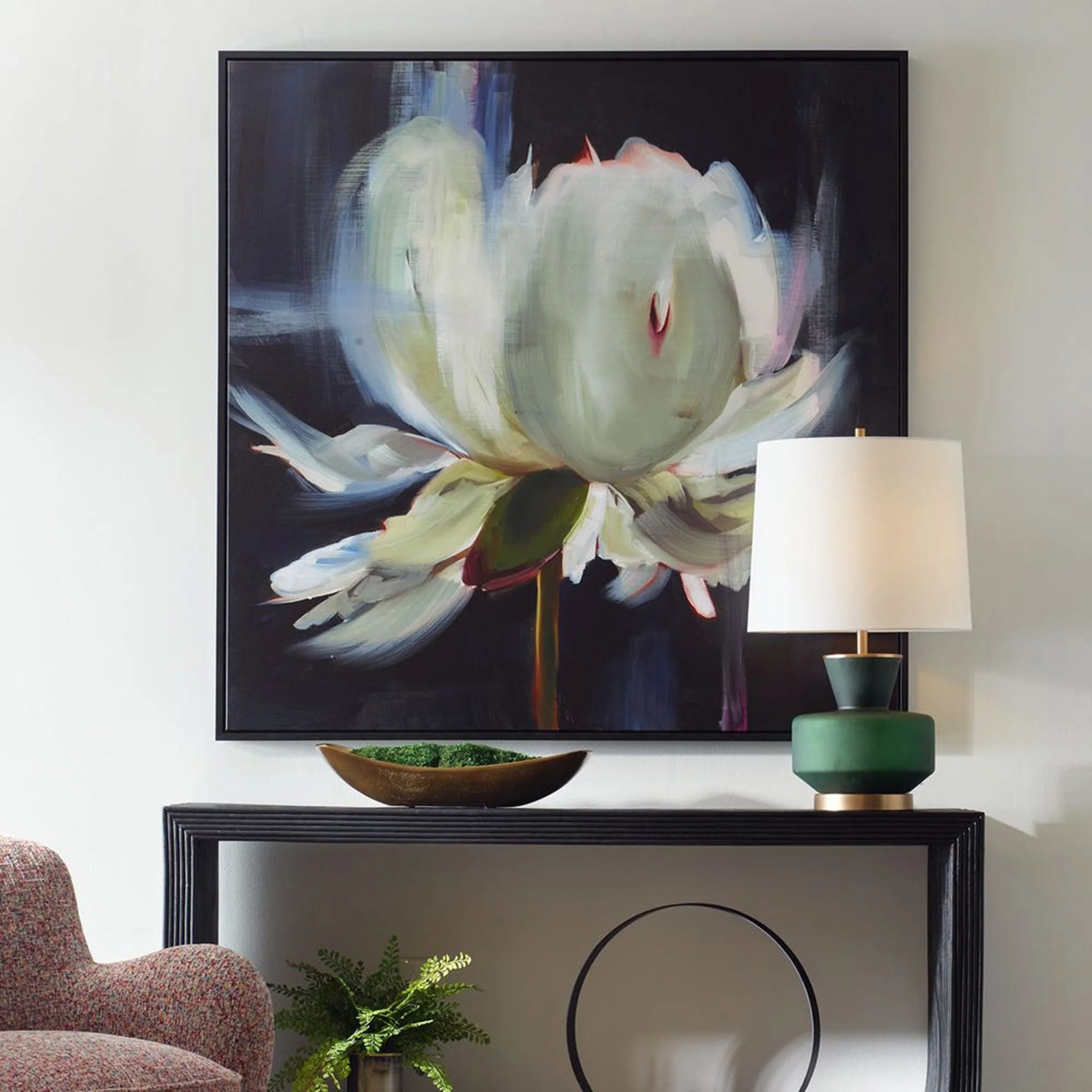 Peony Framed Canvas, Black - Image 5