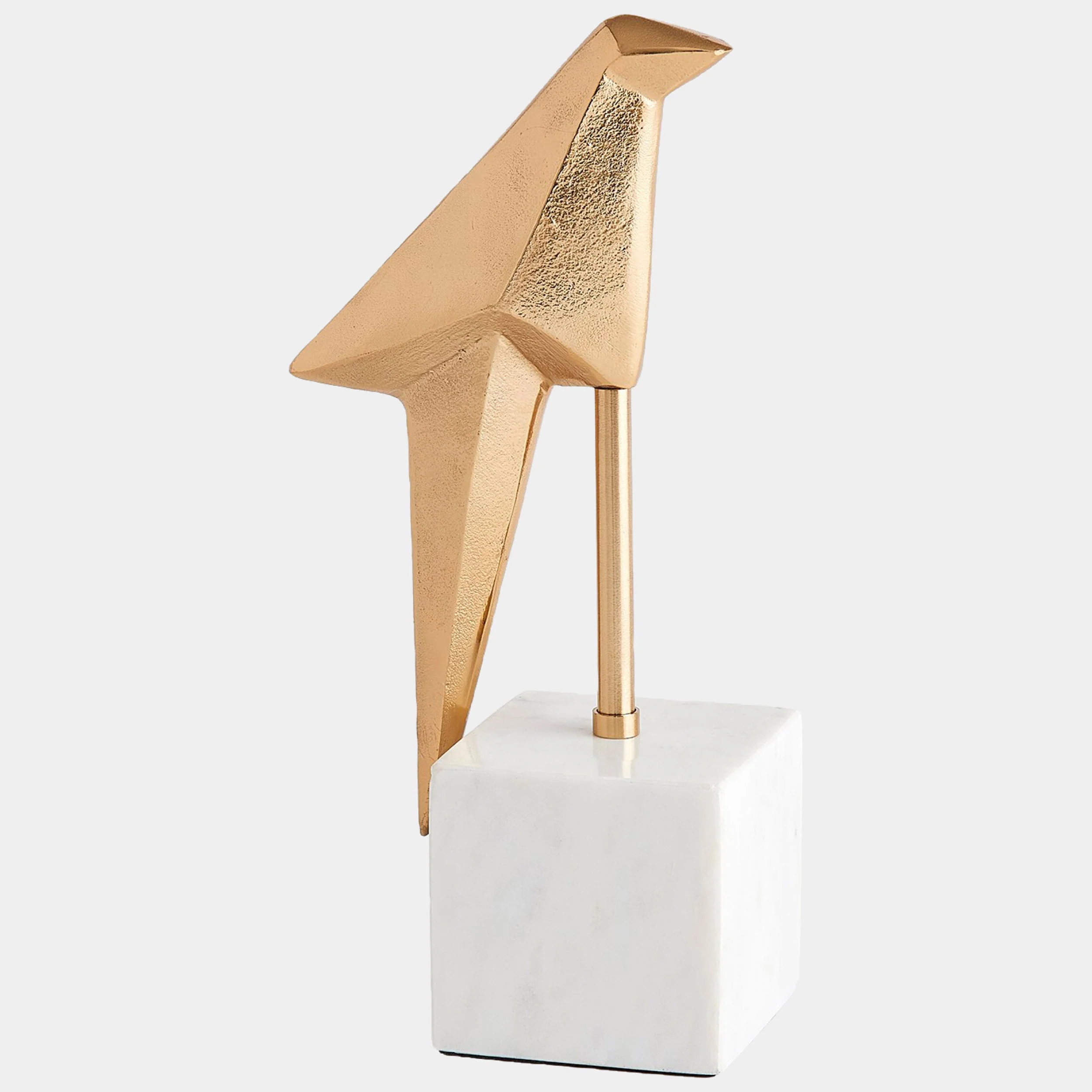 Perched Origami Bird, Gold