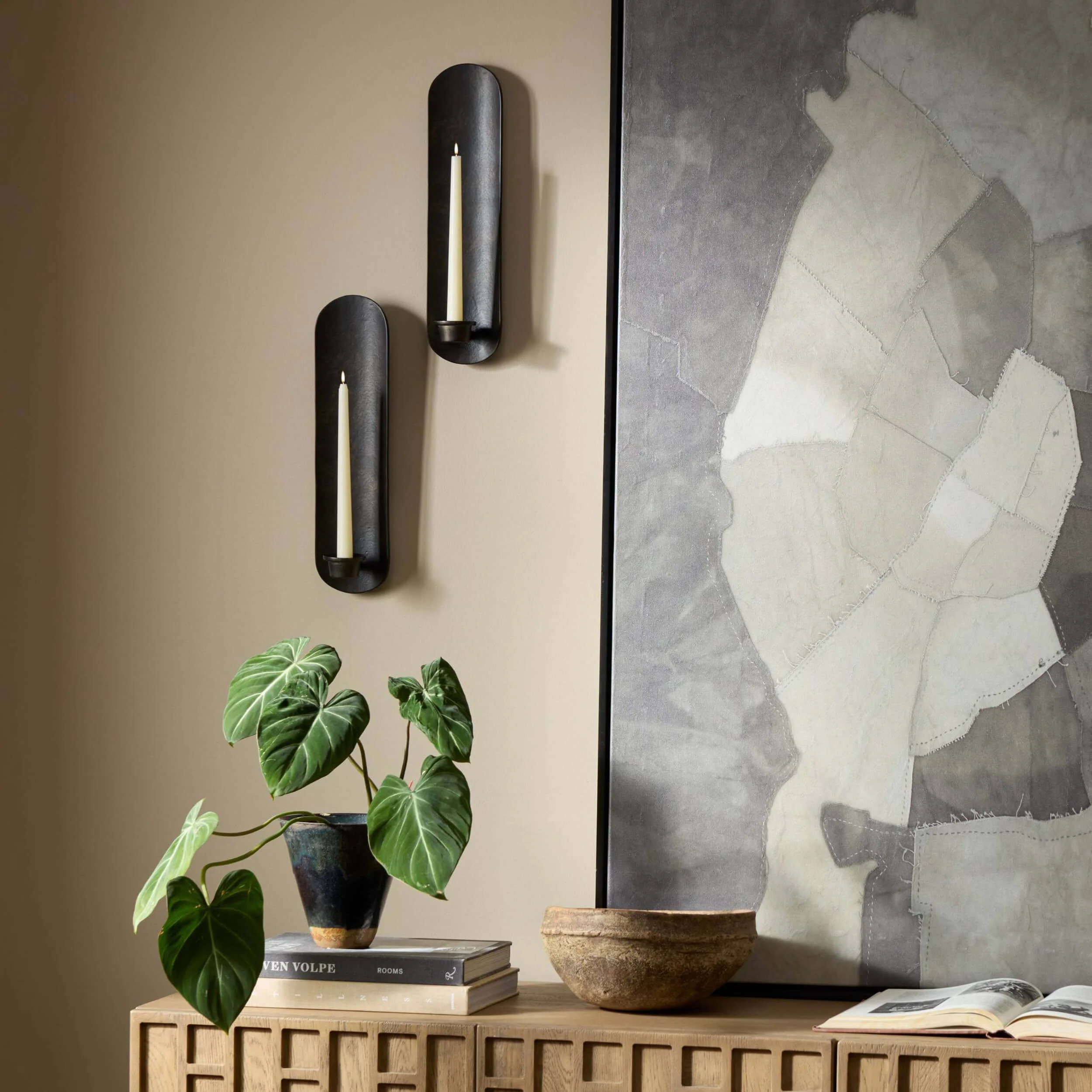 Pilla Wall Mounted Candle Holder Set, Distressed Bronze by Four Hands - Image 4