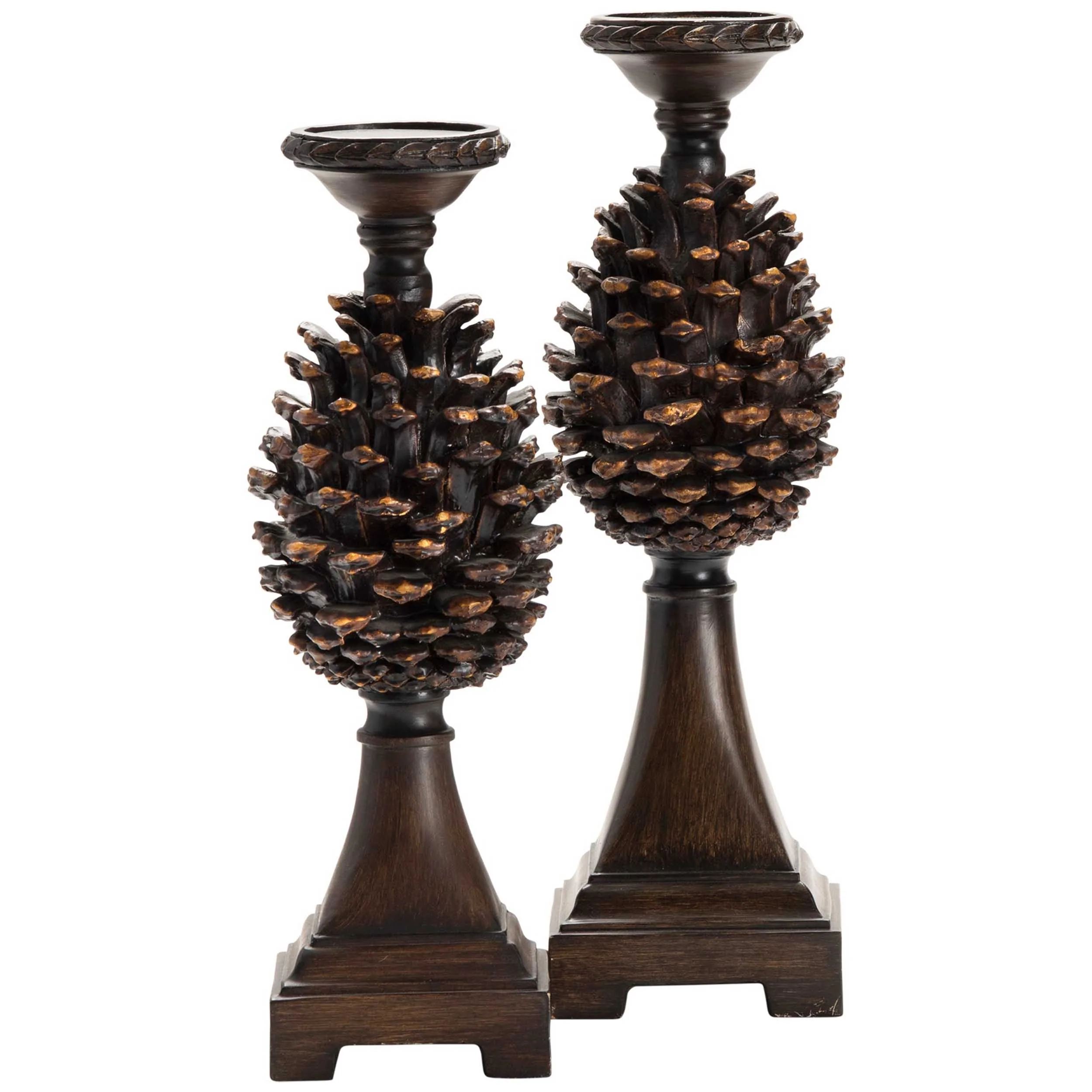 Pine Bluff Candleholders, Brown, Set of 2