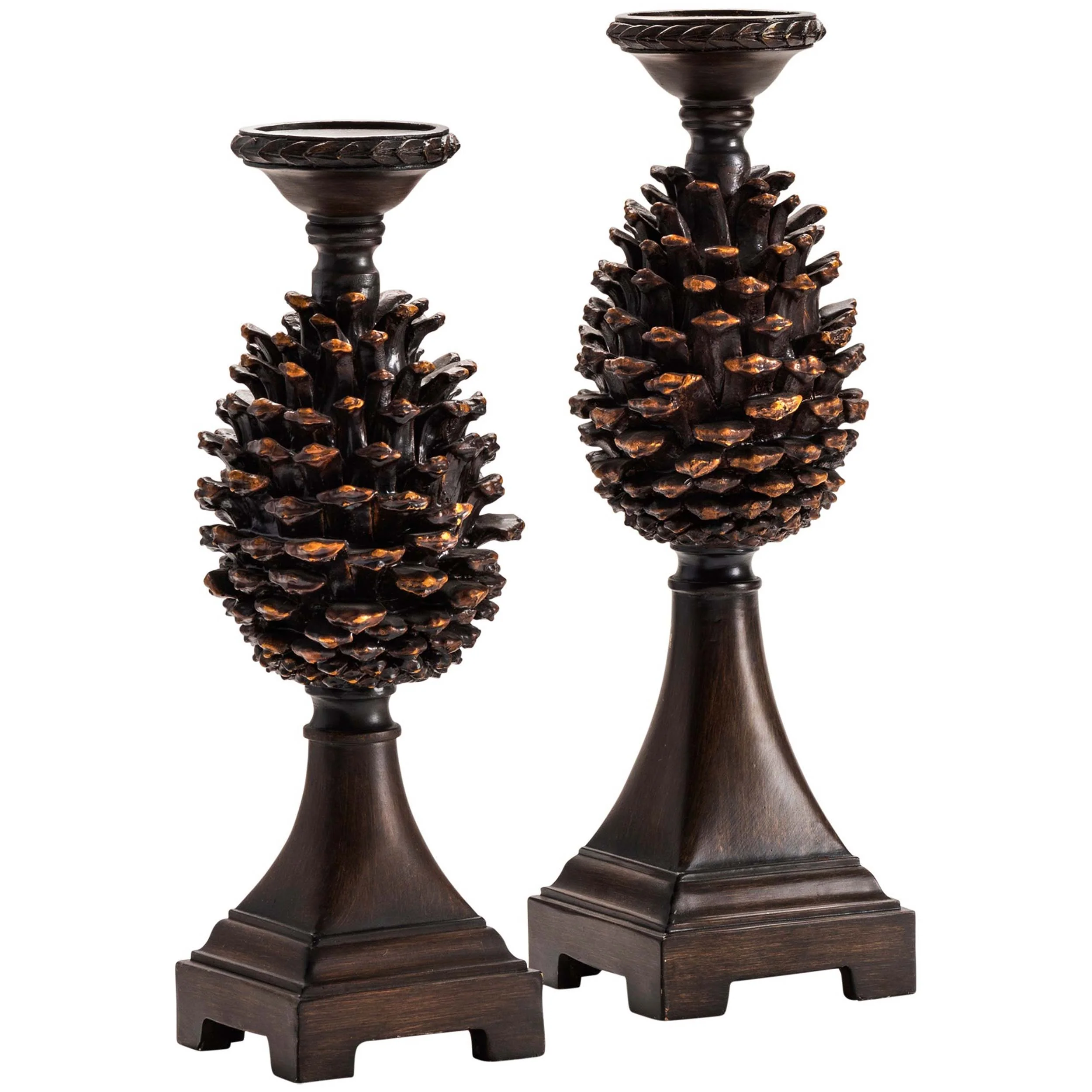 Pine Bluff Candleholders, Brown, Set of 2 - Image 2