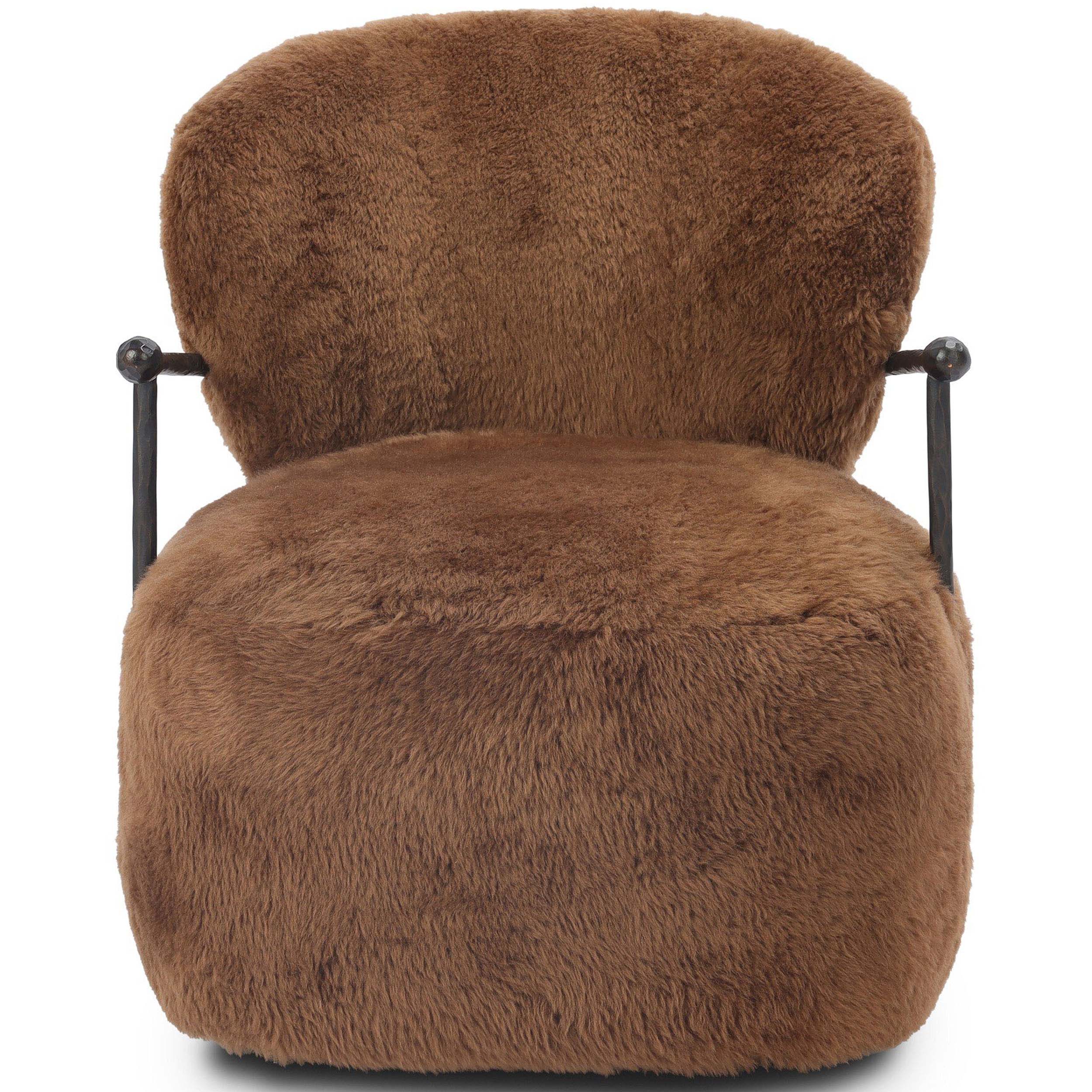 Plath Swivel Chair, Ochre Shearling by Four Hands - Image 2