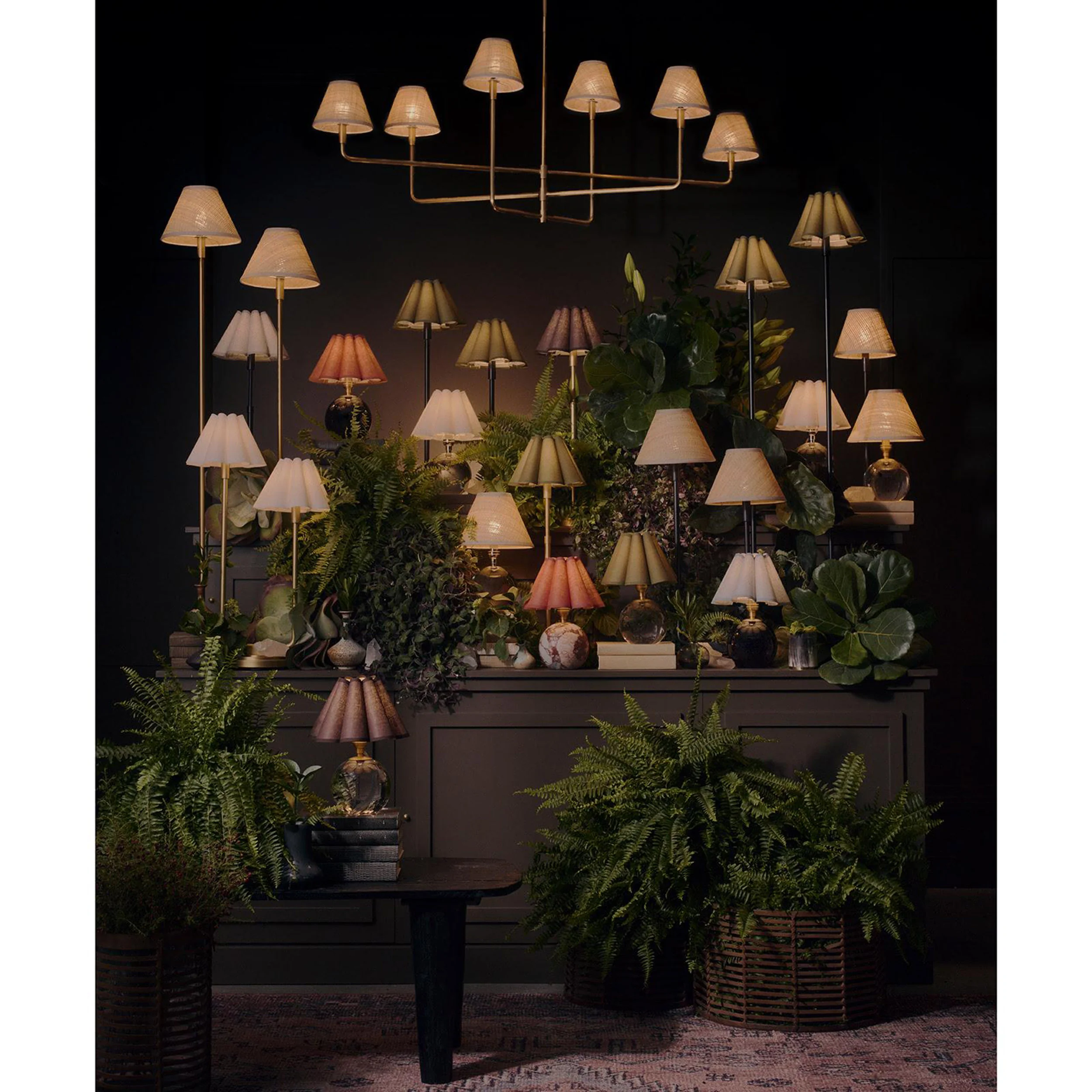 Polly Double Arm Table Lamp, Natural Brass/Oyster - Image 3