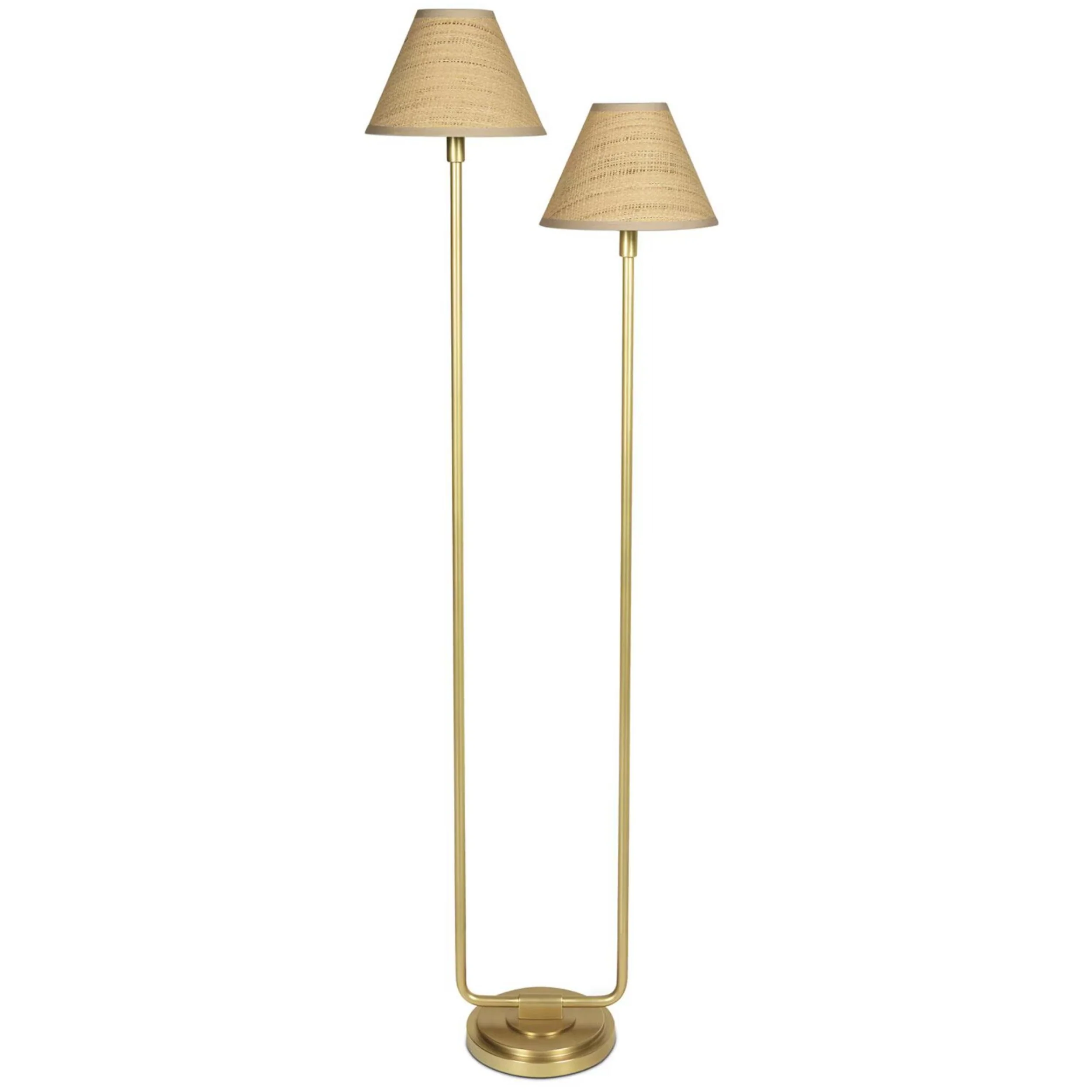 Polly Floor Lamp, Natural Brass/Rattan