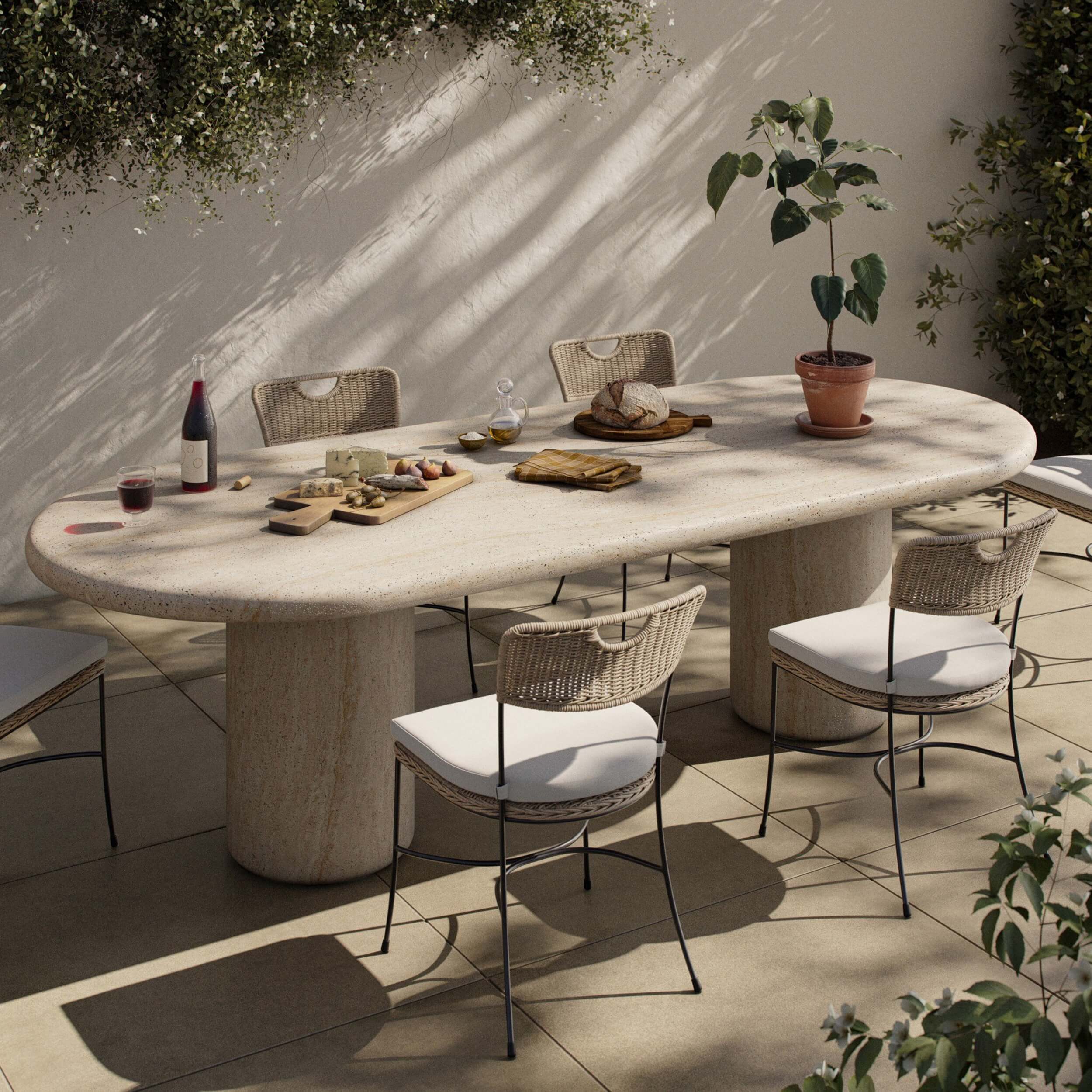 Poole Outdoor Dining Table, Textured Sand by Four Hands - Image 7