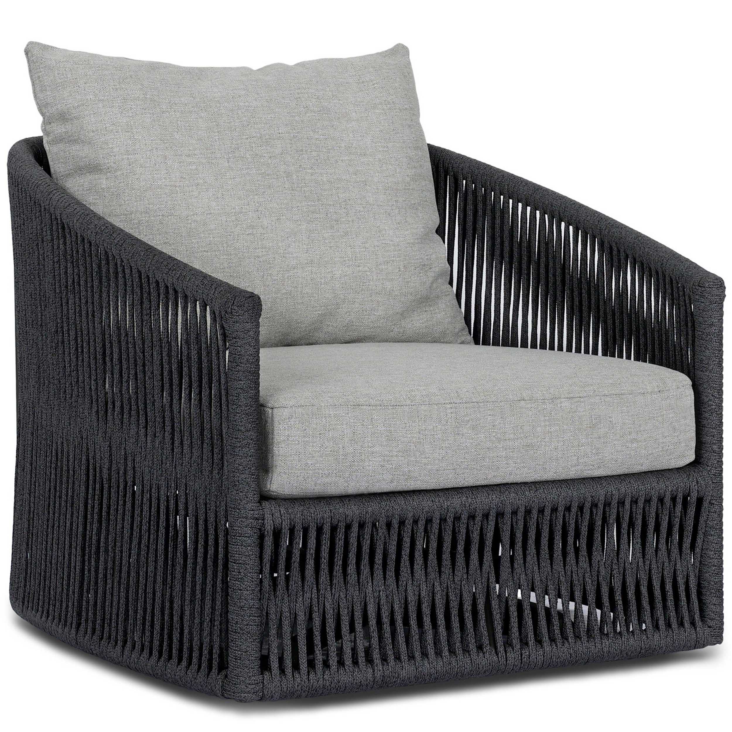 Porto Outdoor Swivel Chair, Alessi Slate/Dark Grey Rope by Four Hands