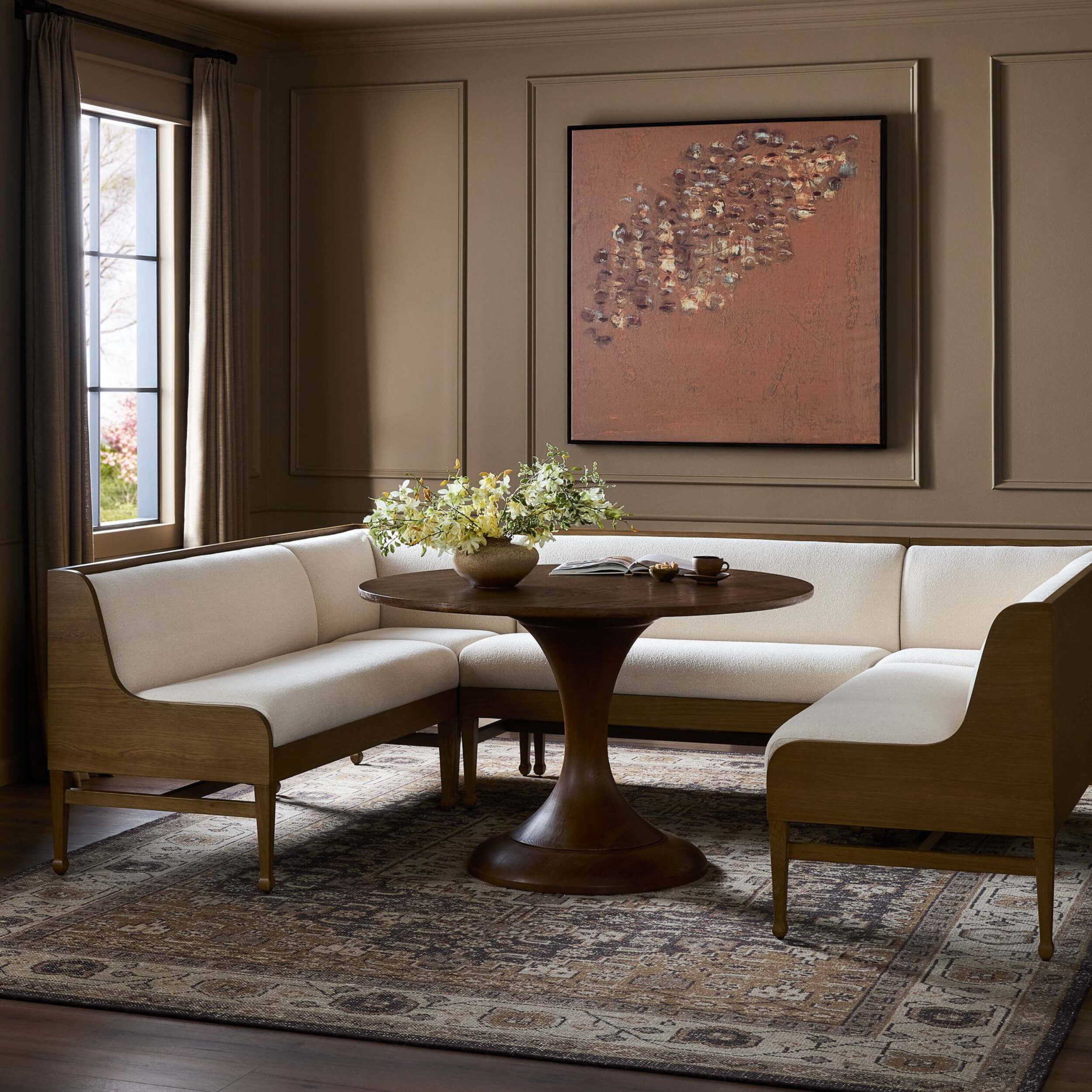 Priscilla U Shape Dining Banquette, Wayfarer Snow by Four Hands - Image 7