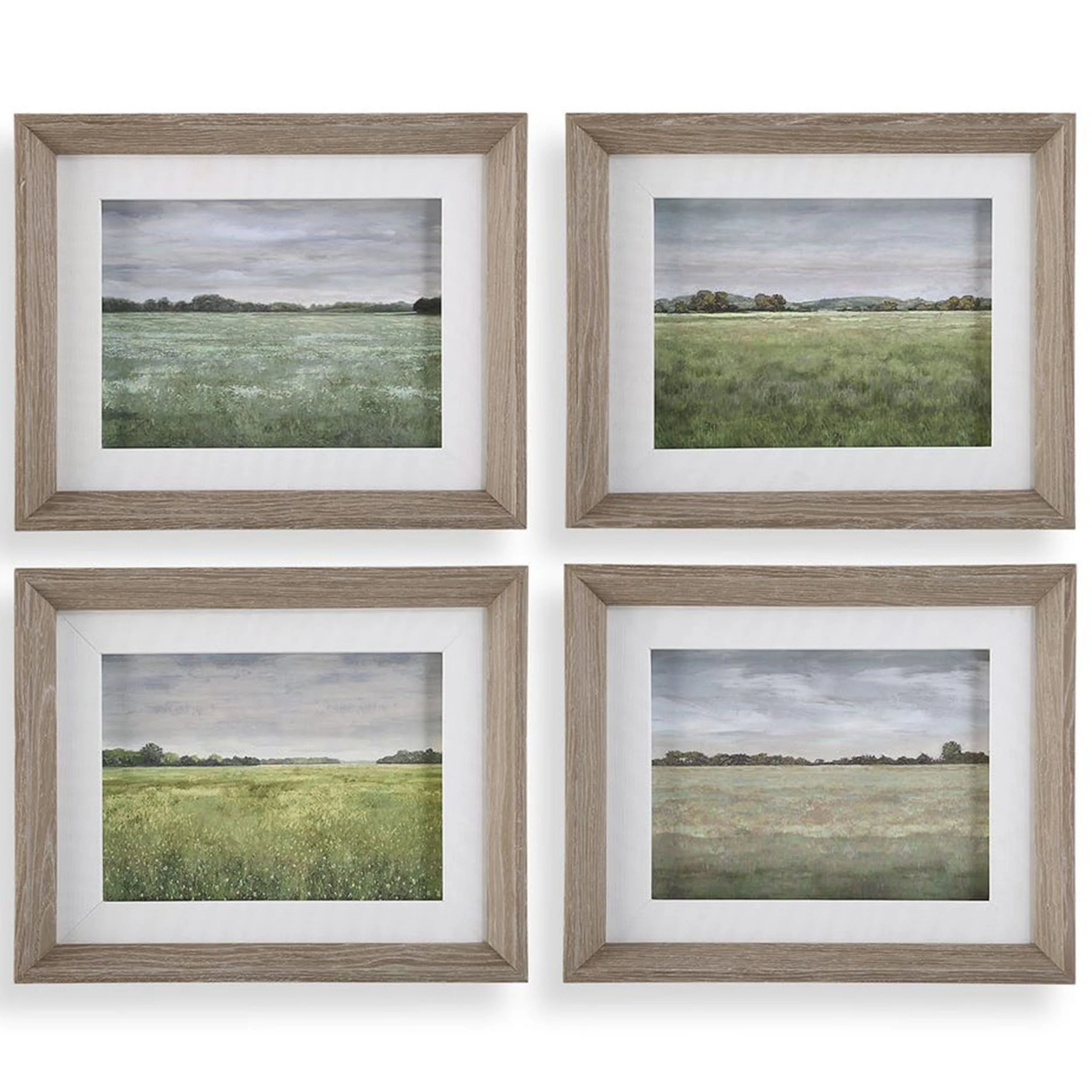 Quiet Meadows Framed Prints, Light White, Set of 4