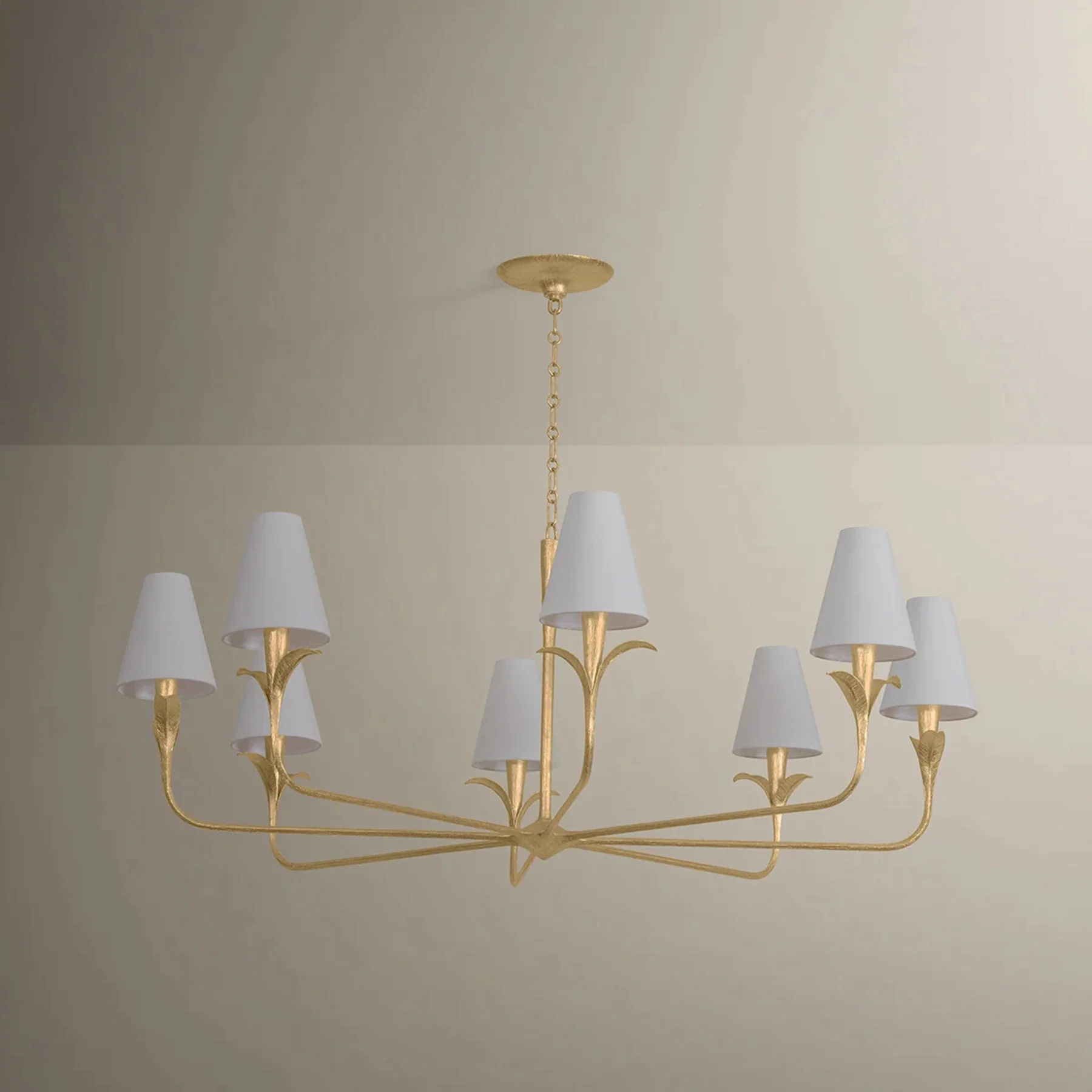 Quill 8 Light Chandelier, Gilded Ivory - Image 2