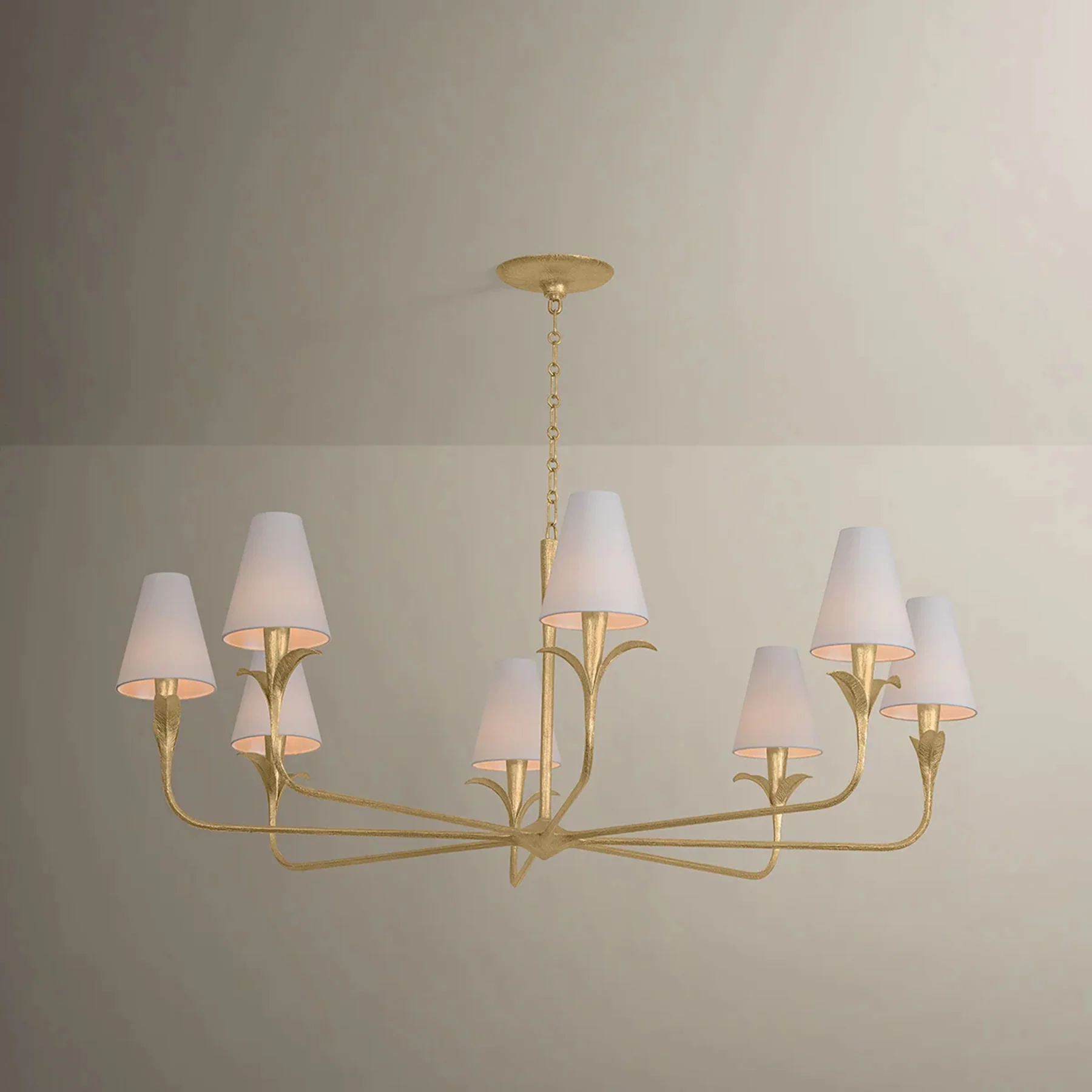 Quill 8 Light Chandelier, Gilded Ivory - Image 3