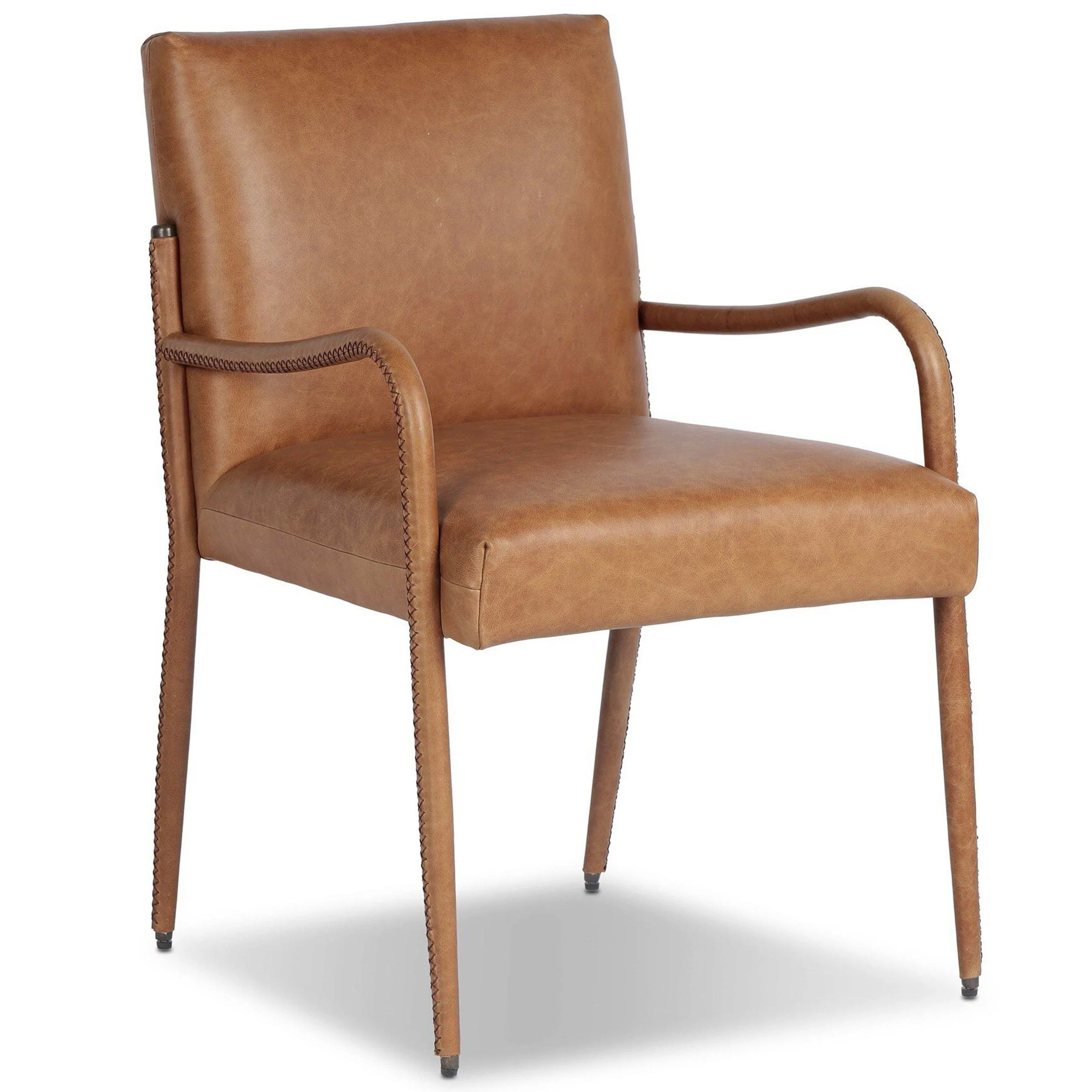 Quill Leather Dining Armchair, Chaps Saddle by Four Hands