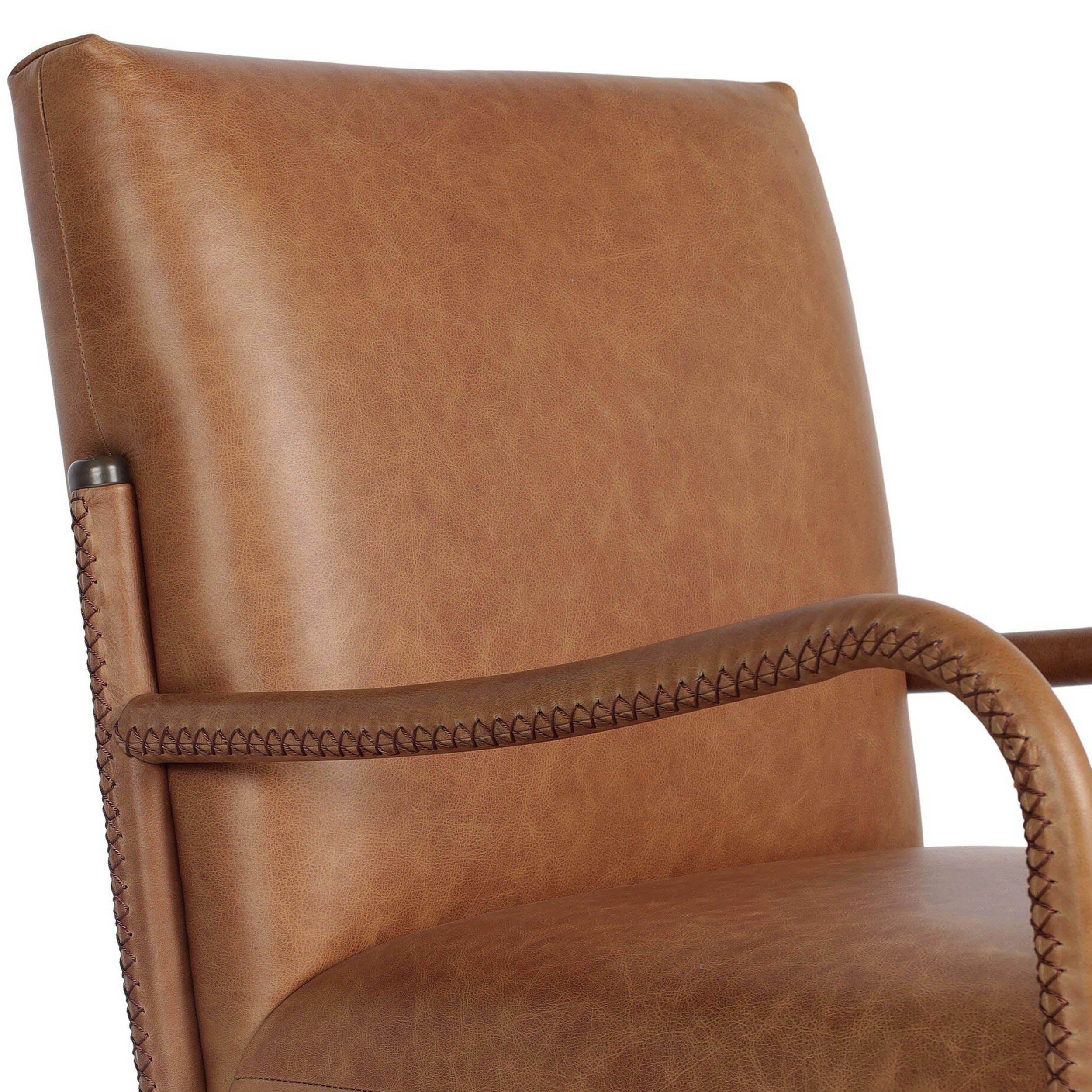 Quill Leather Dining Armchair, Chaps Saddle by Four Hands - Image 5
