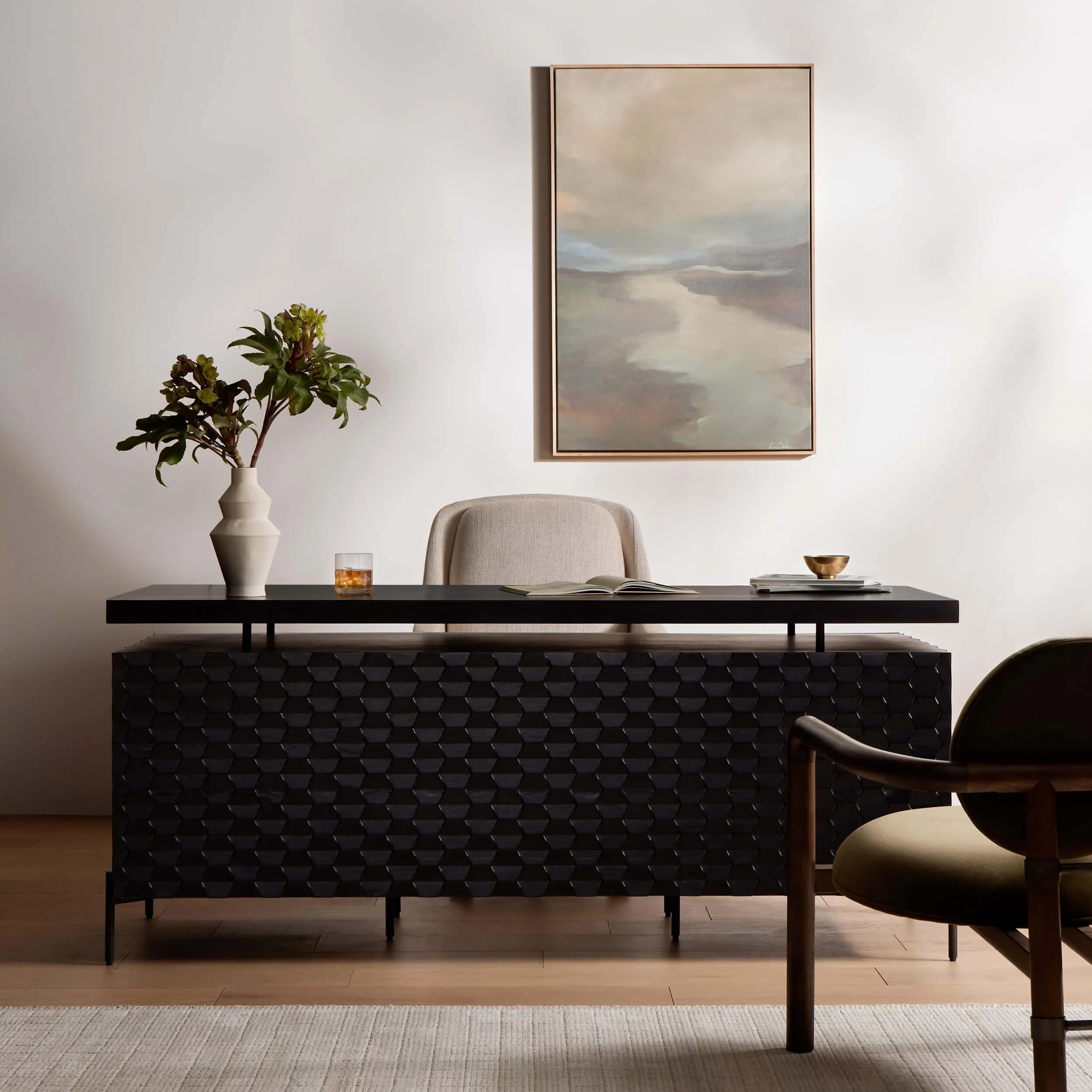 Raffael Desk, Carved Black by Four Hands - Image 8