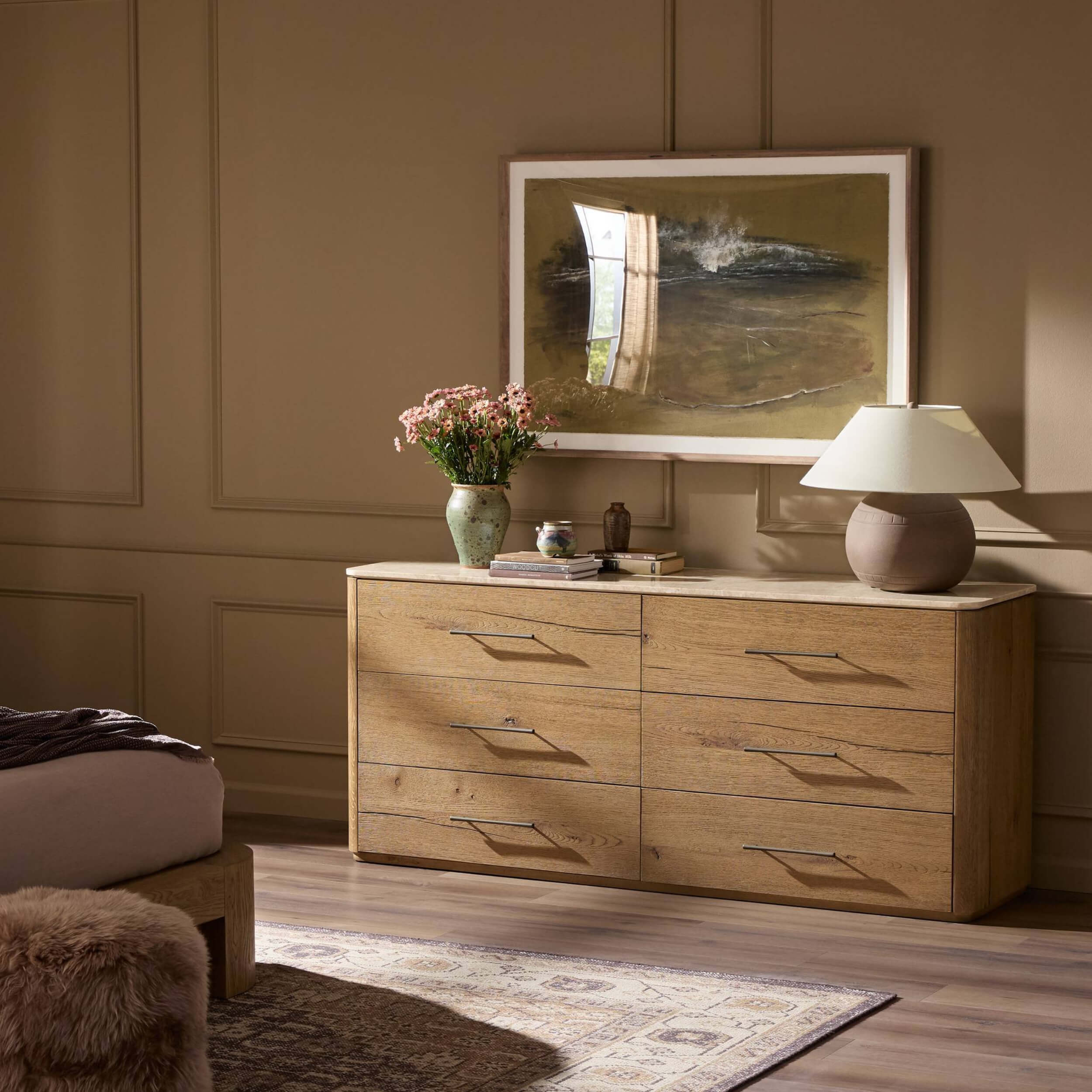 Raleigh 6 Drawer Dresser, Worn Oak by Four Hands - Image 6
