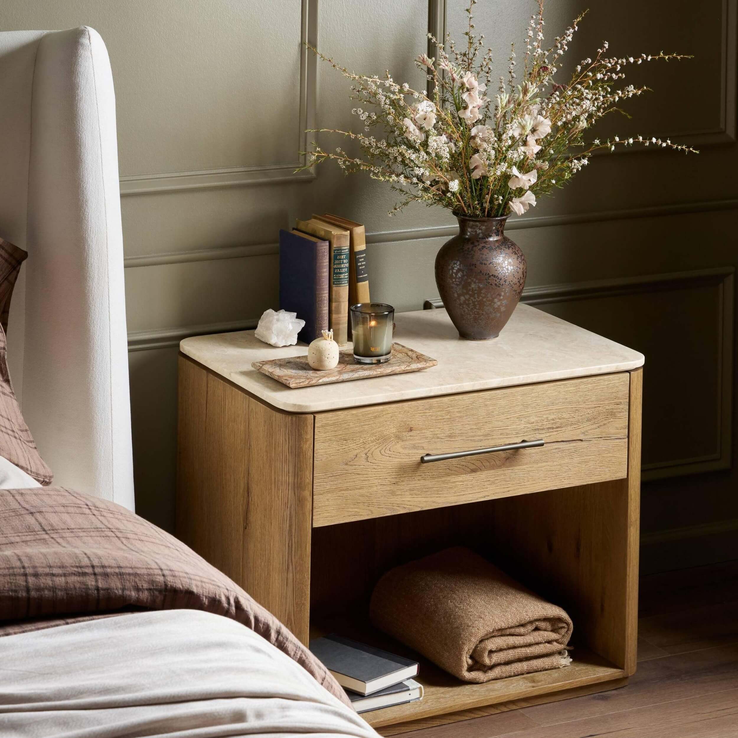 Raleigh Nightstand, Cappuccino Marble by Four Hands - Image 7