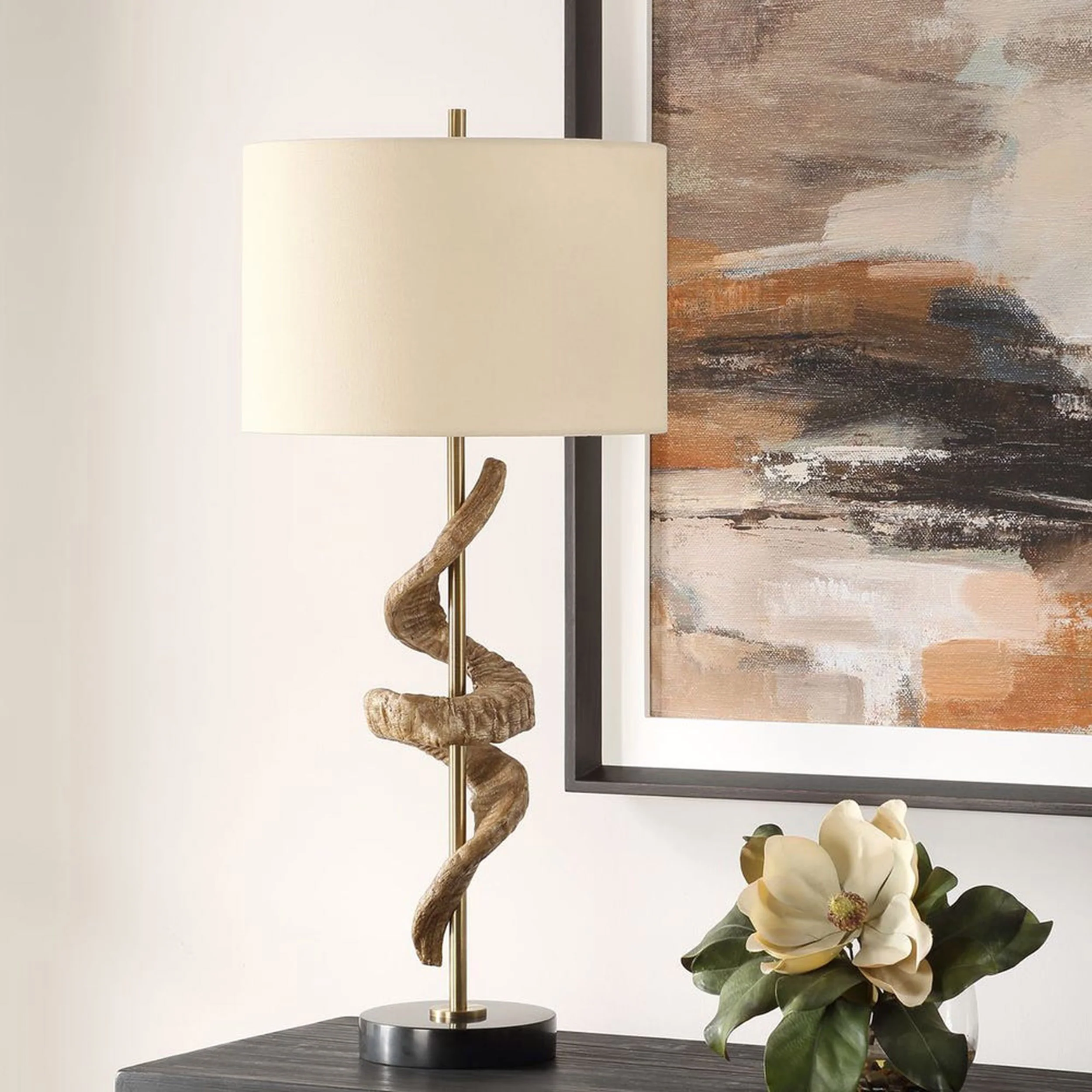 Rams Horn Table Lamp, Antique Brass - Image 5