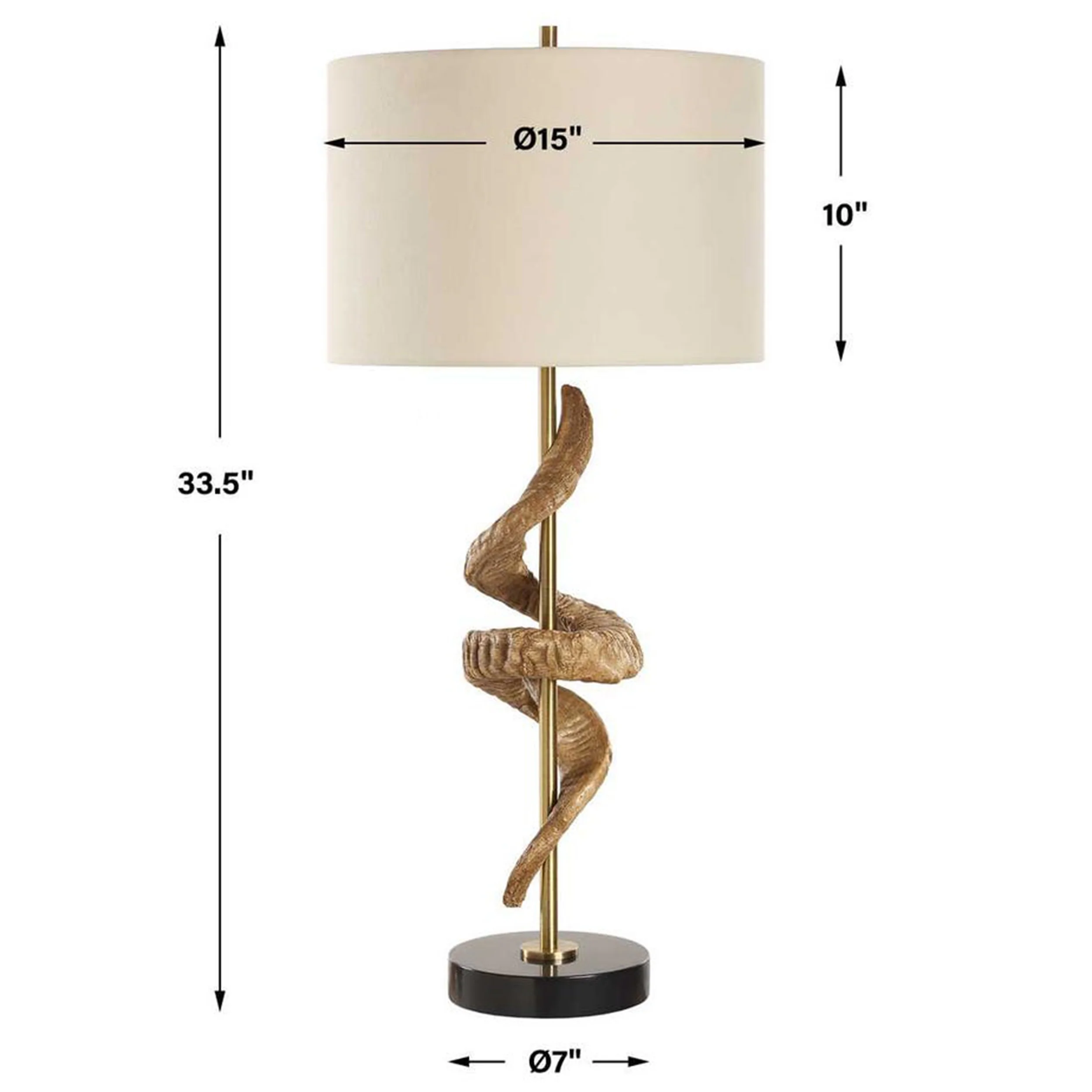 Rams Horn Table Lamp, Antique Brass - Image 7