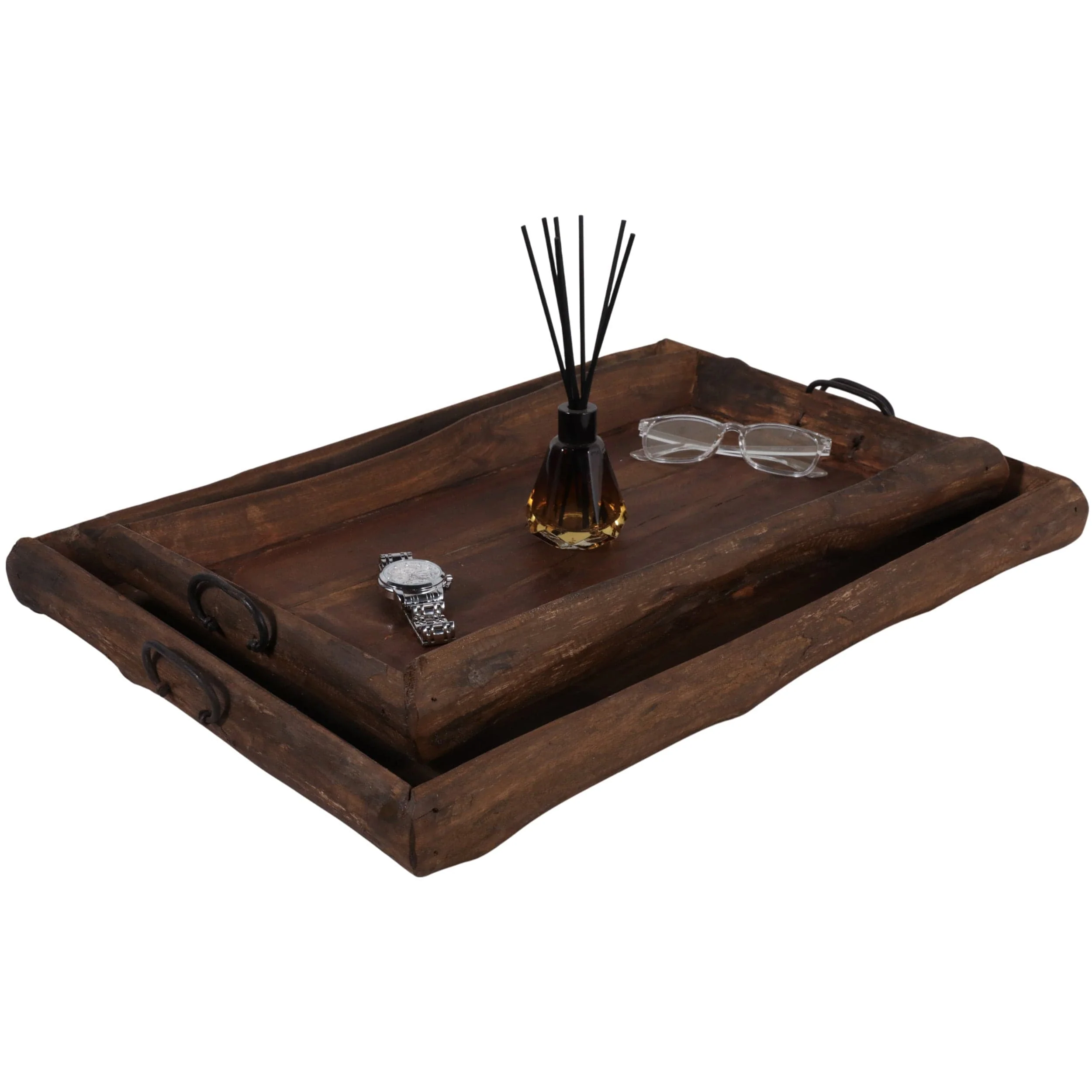 Reclaimed Wood Trays, Natural, Set of 2 - Image 6