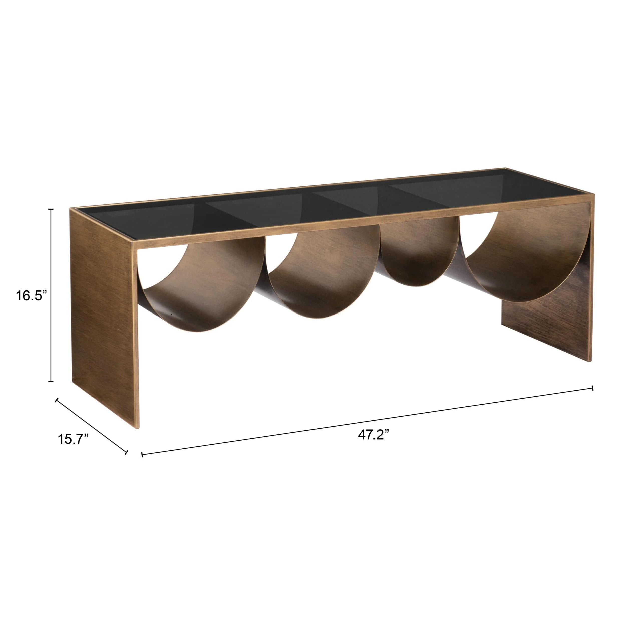 Reed Coffee Table, Brass - Image 7