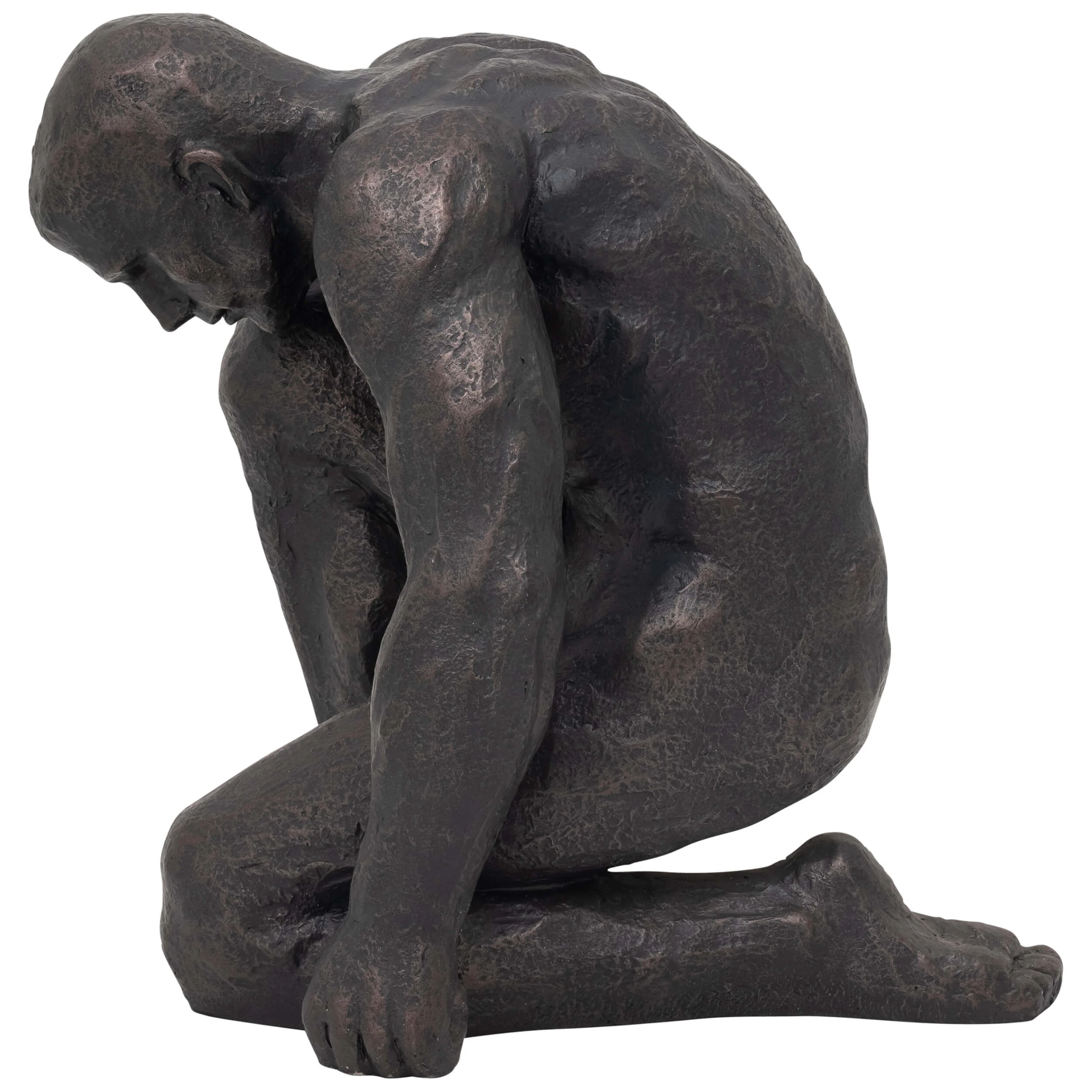 Resin 16" Kneeling Man, Black - Image 3