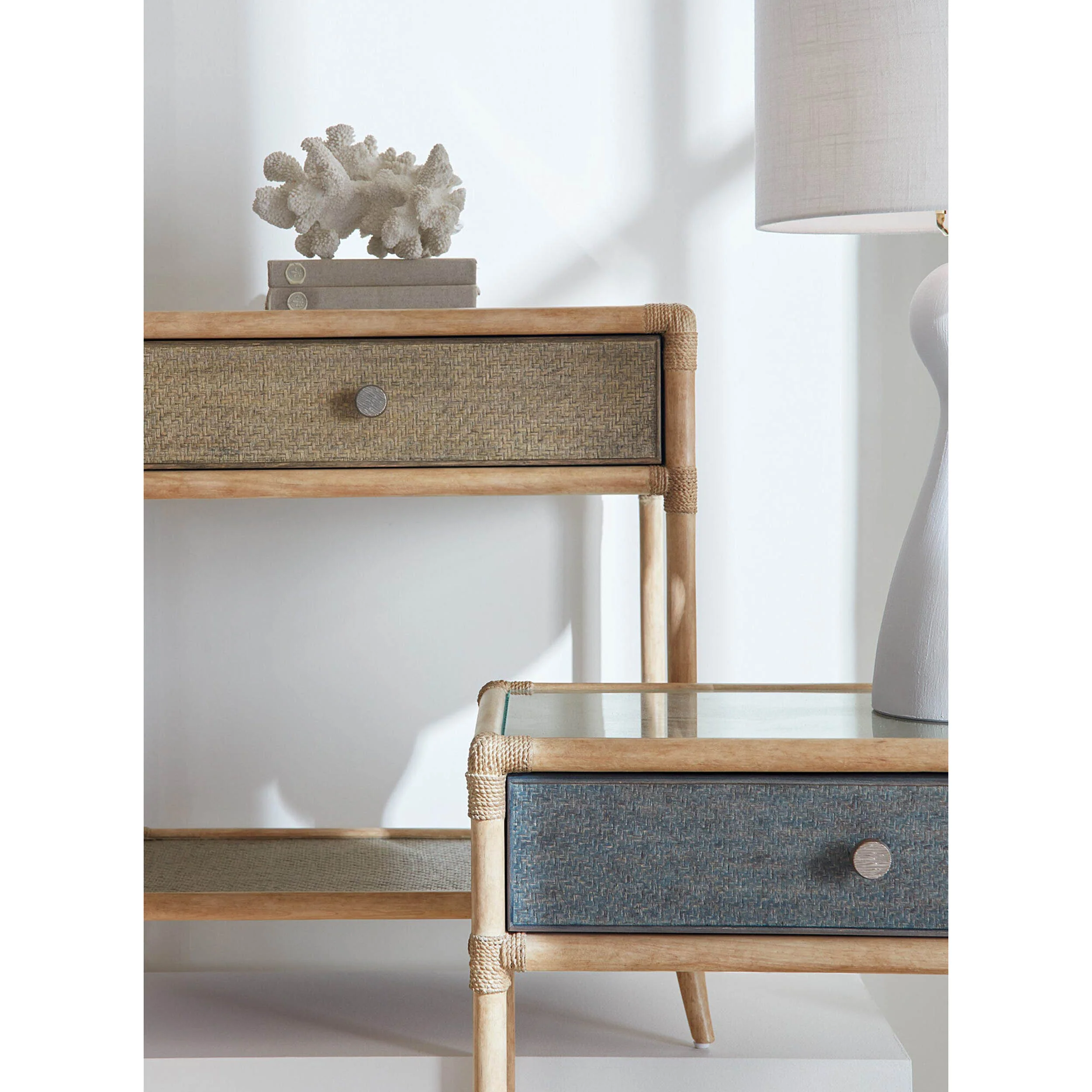 Retreat Pole Rattan Bedside Table, Lagoon - Image 6