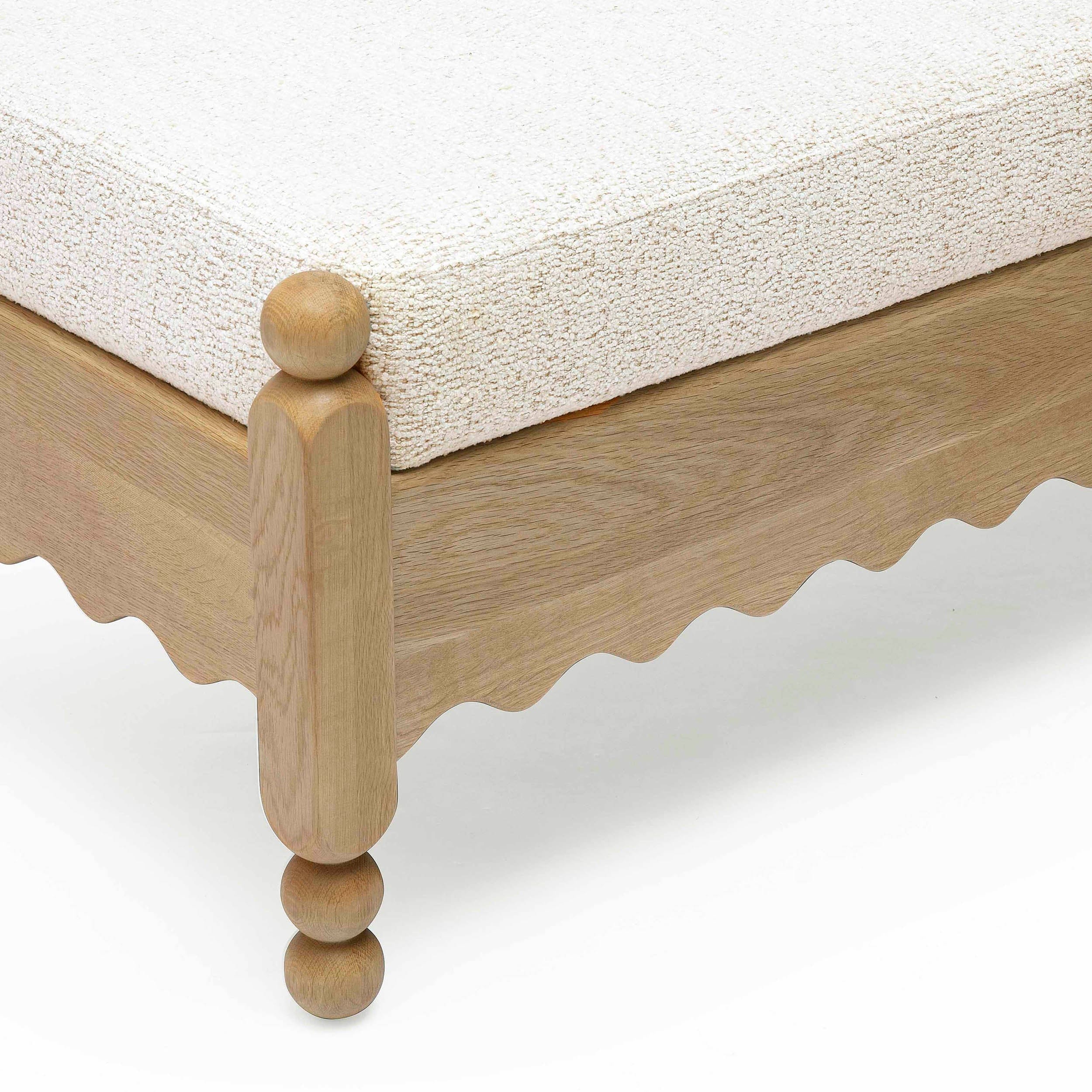 Thelma Basketweave Bench, Cream - Image 3