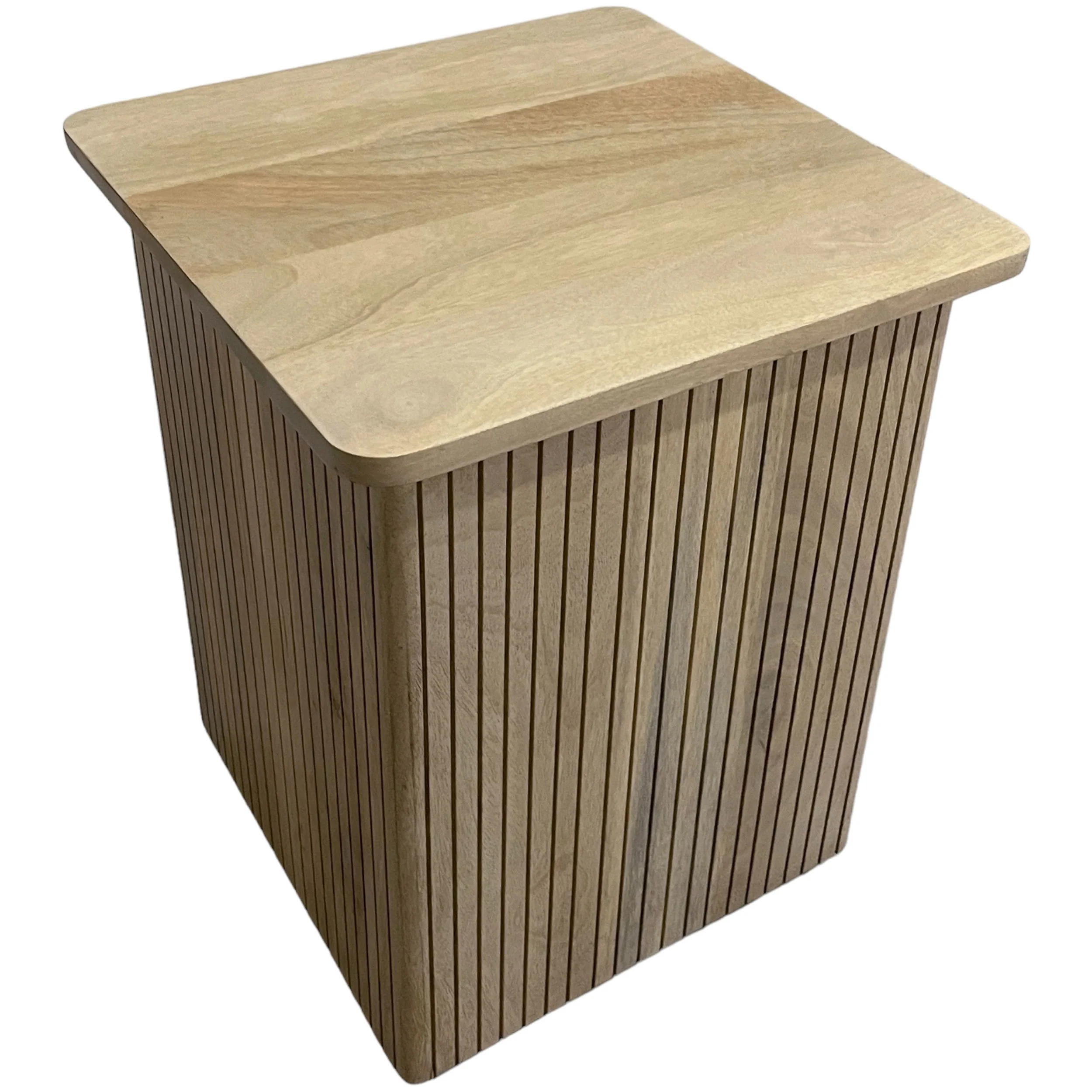 Ribbed Square Accent Table, Natural - Image 2