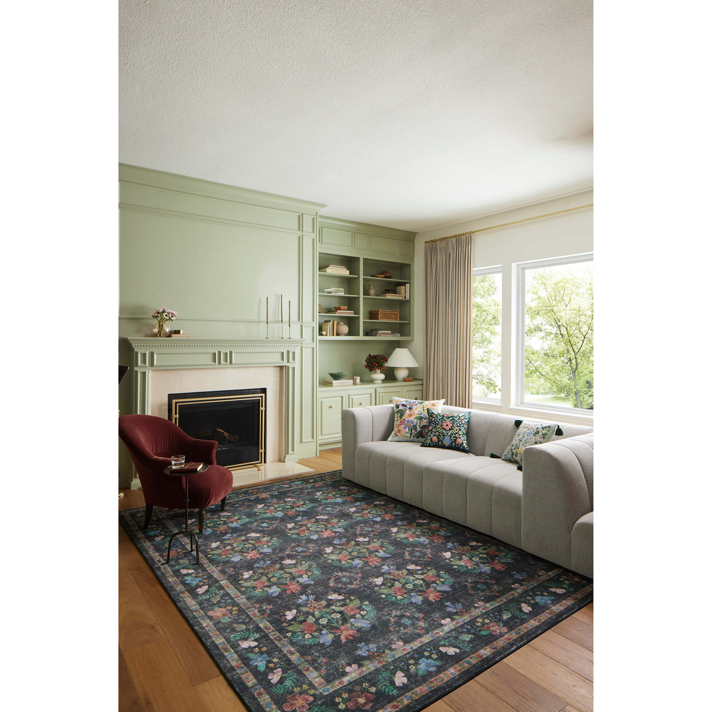 Rifle Paper Co. x Loloi Rug Courtyard COU-04, Seville Charcoal - Image 6