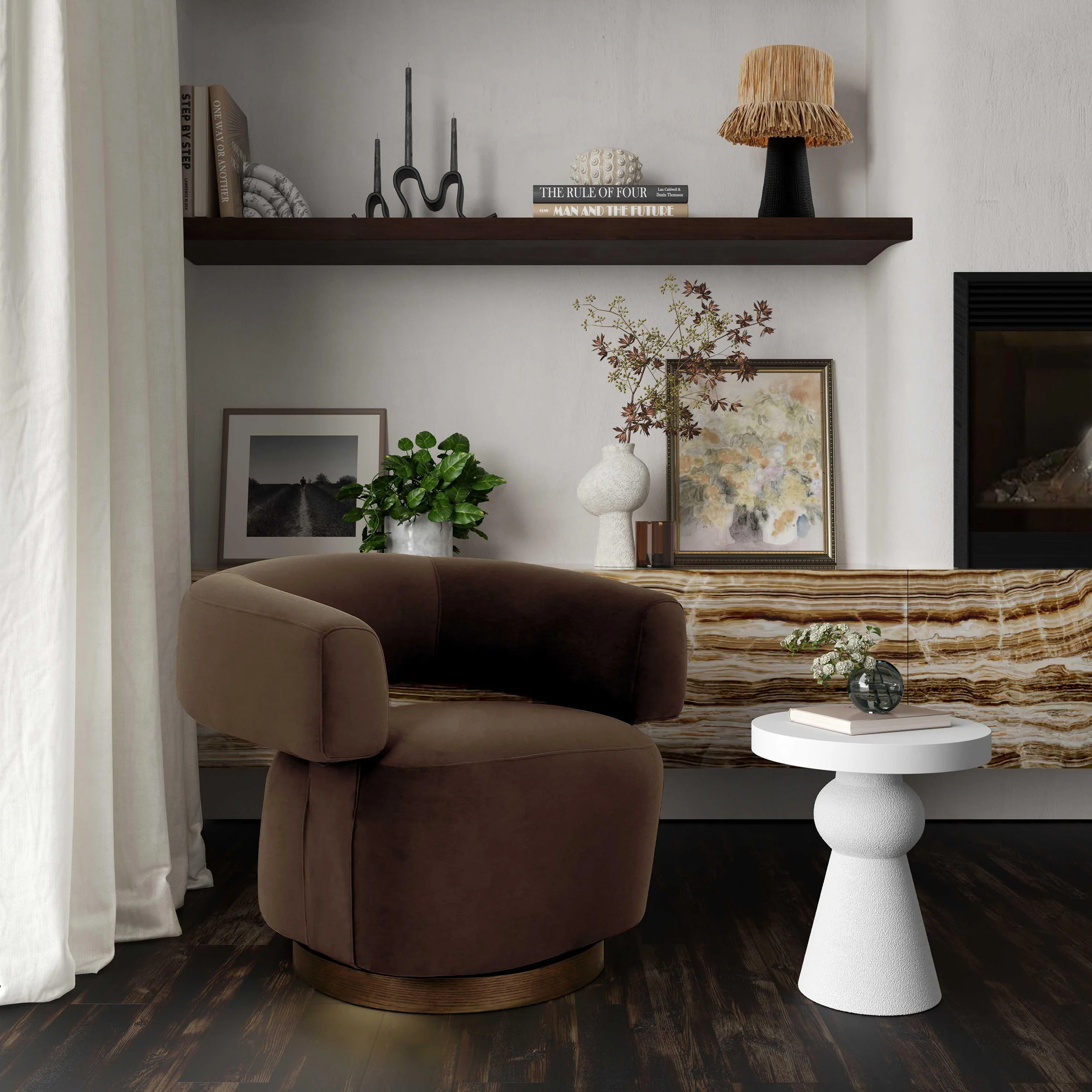 River Swivel Accent Chair, Chocolate Brown - Image 5