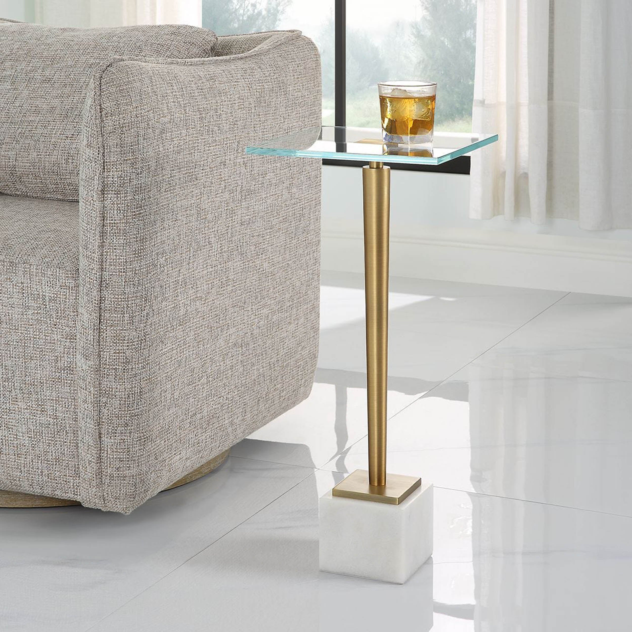 Rocco Accent Table, Antique Brass - Image 5