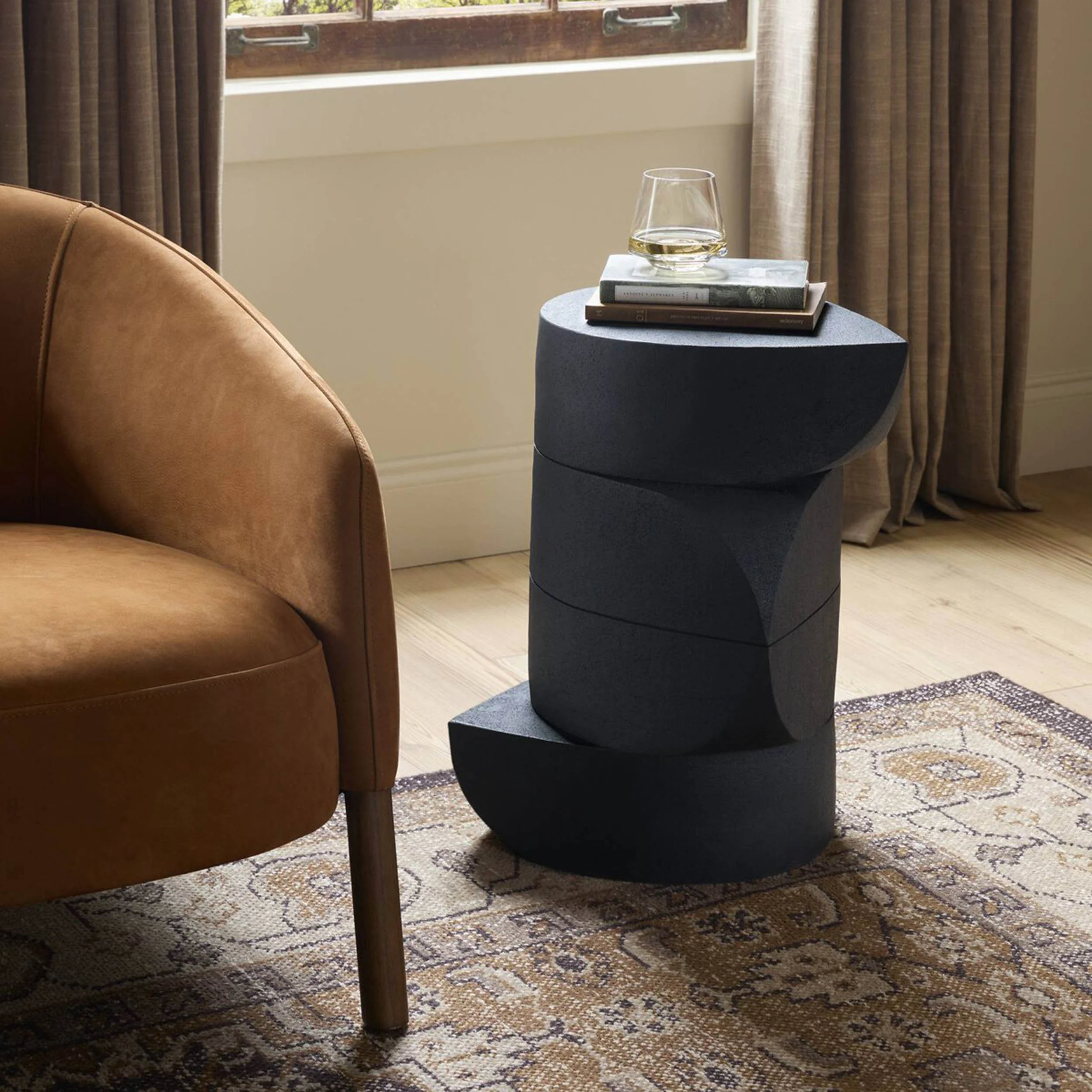 Rockie End Table, Black Lavastone by Four Hands - Image 5