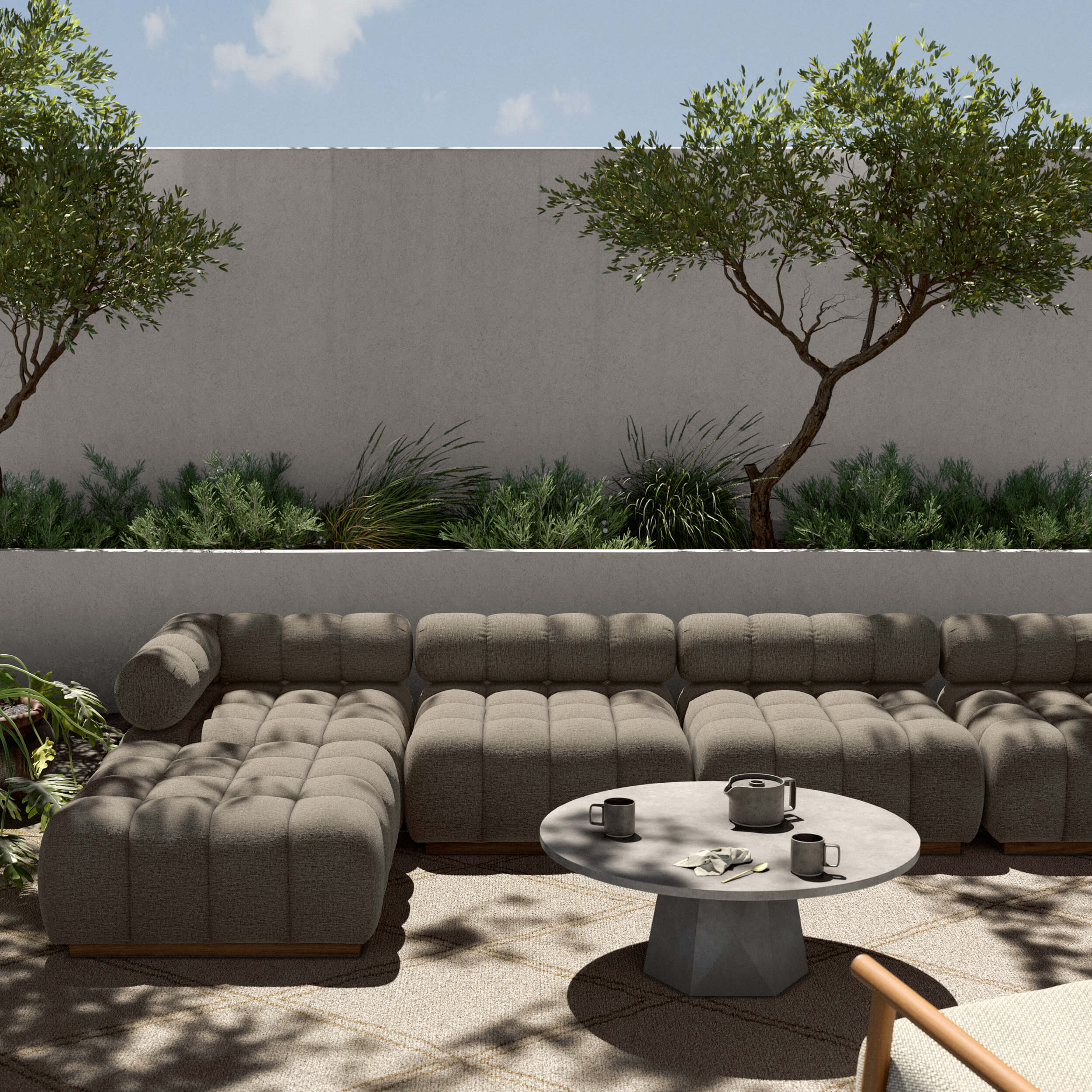 Roma Outdoor 4-Piece Sectional, Alessi Fawn by Four Hands - Image 6